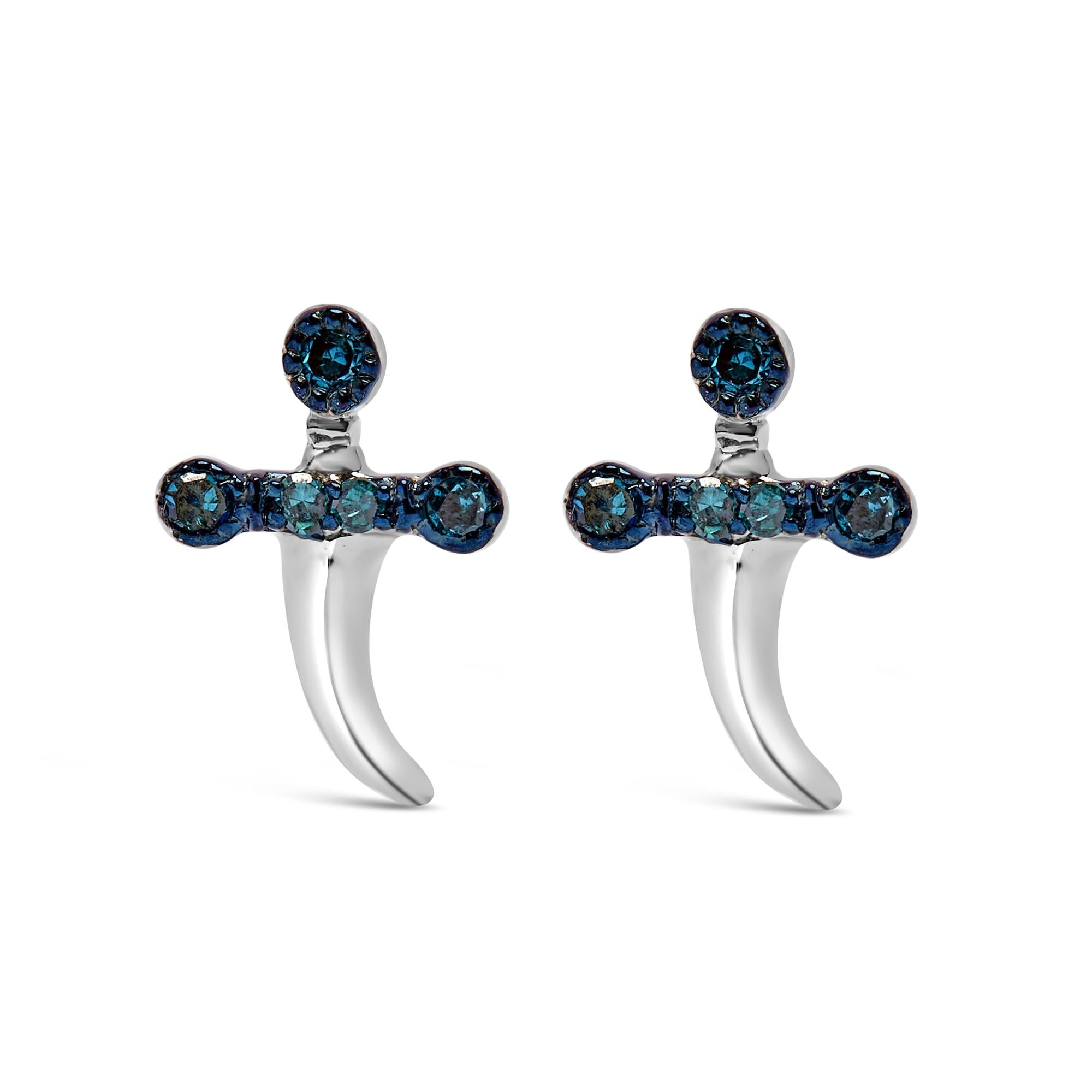Pendientes de plata de ley 925 con detalle de diamante azul (color azul, claridad SI1-SI2) - Friggin Jewelry