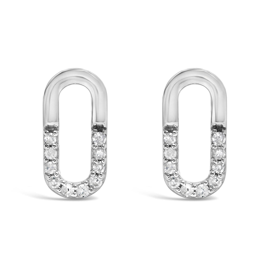 Pendientes de clip de diamante con diamante 1/10 en plata de ley 925 (color HI, claridad I2-I3) - Friggin Jewelry