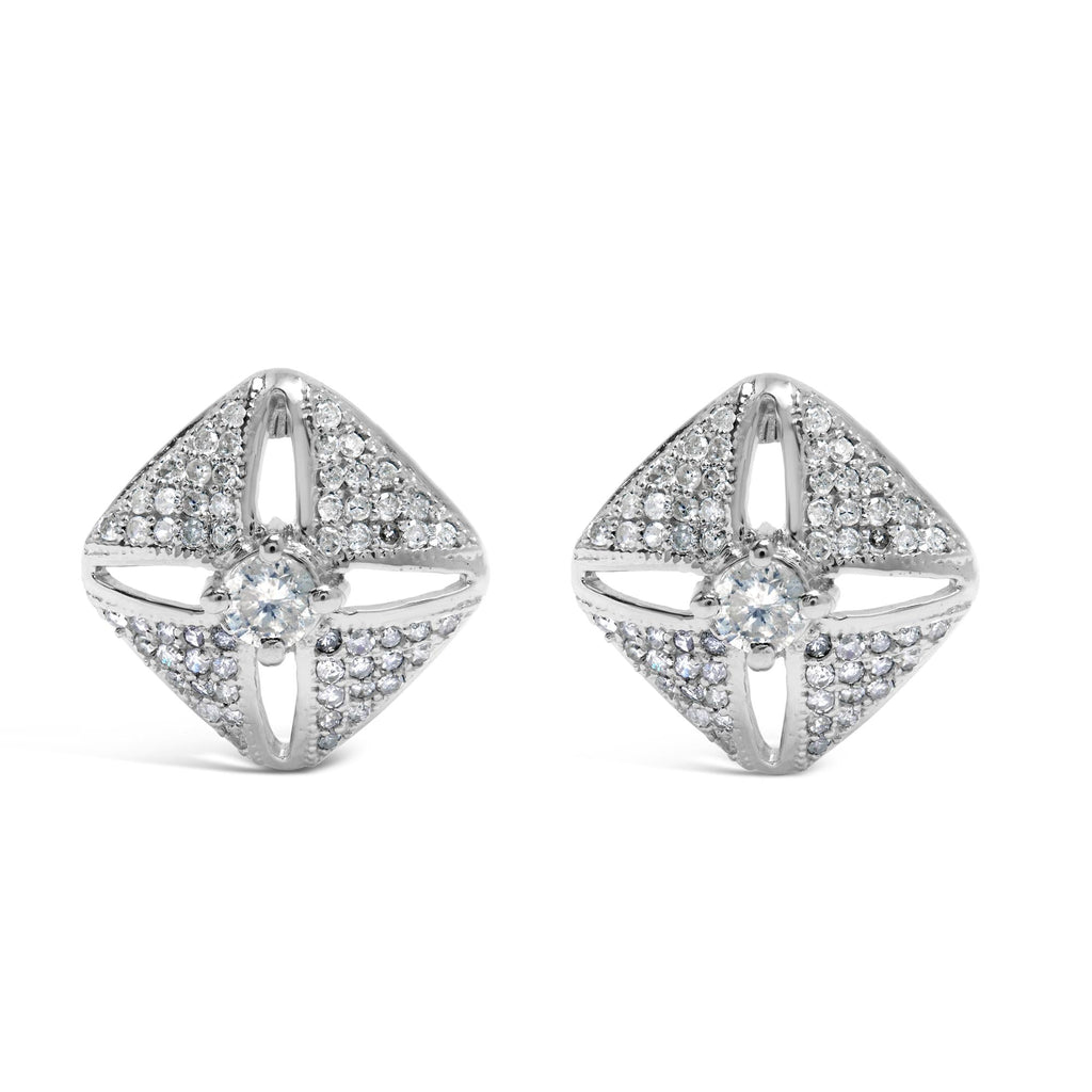 Pendiente de rombo con diamantes de 1,0 ct en plata de ley 925 (color HI, claridad I2-I3) - Friggin Jewelry