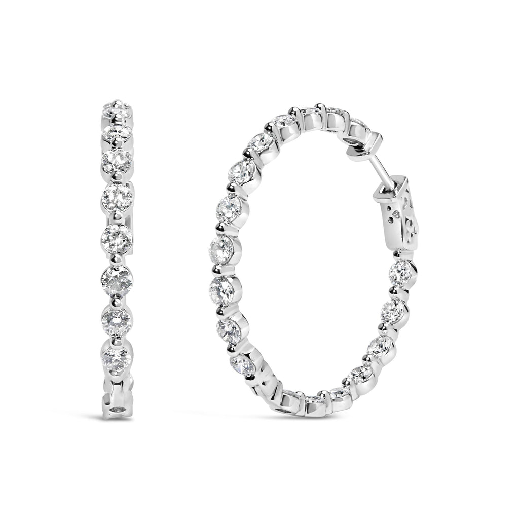 Orecchini a cerchio con diamanti da laboratorio da 5,00 ct in oro bianco 14 carati - Friggin Jewelry
