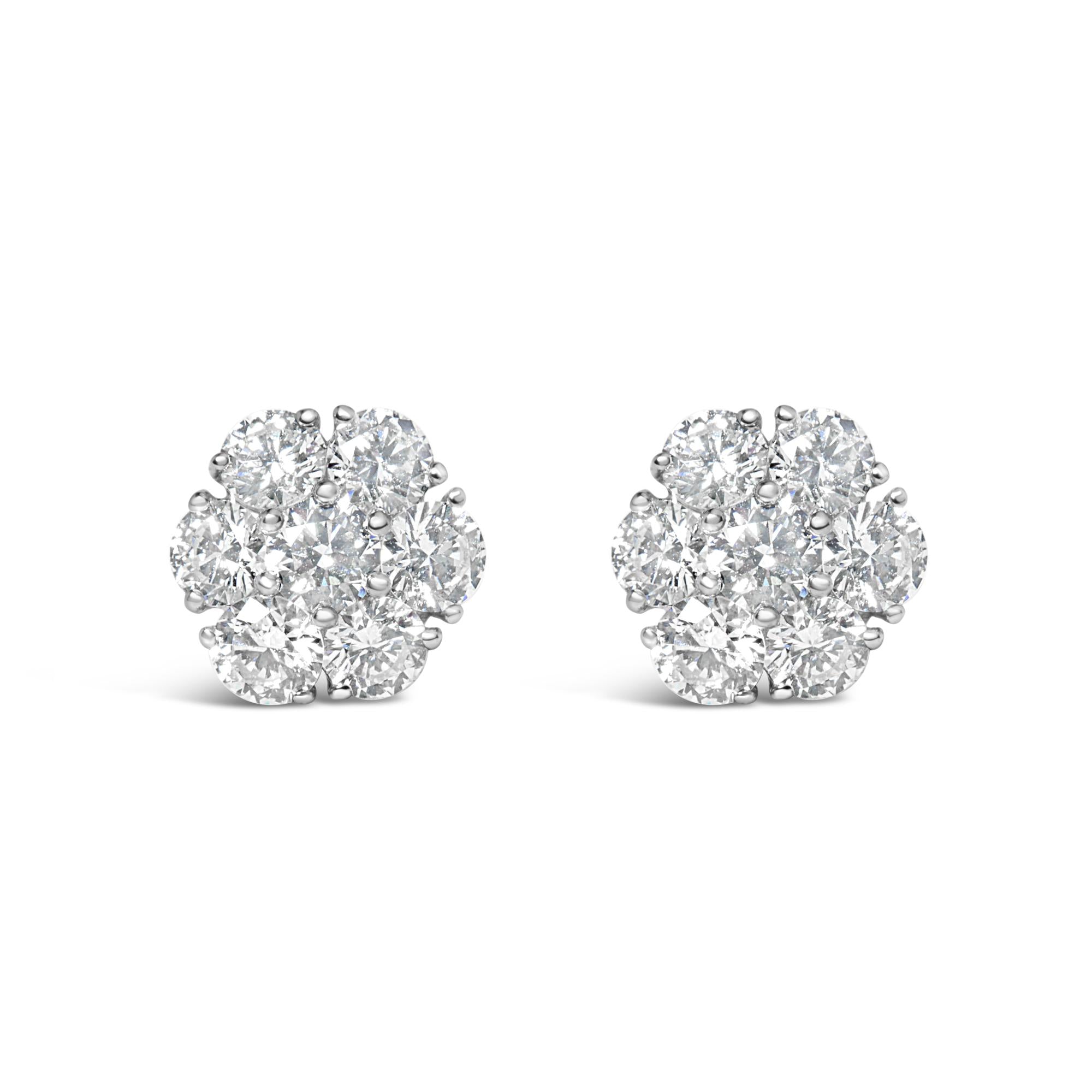 Aretes de oro blanco de 14 quilates con diamantes cultivados en laboratorio de 1 3/4 ct (color GH, claridad VS2-SI1) - Friggin Jewelry