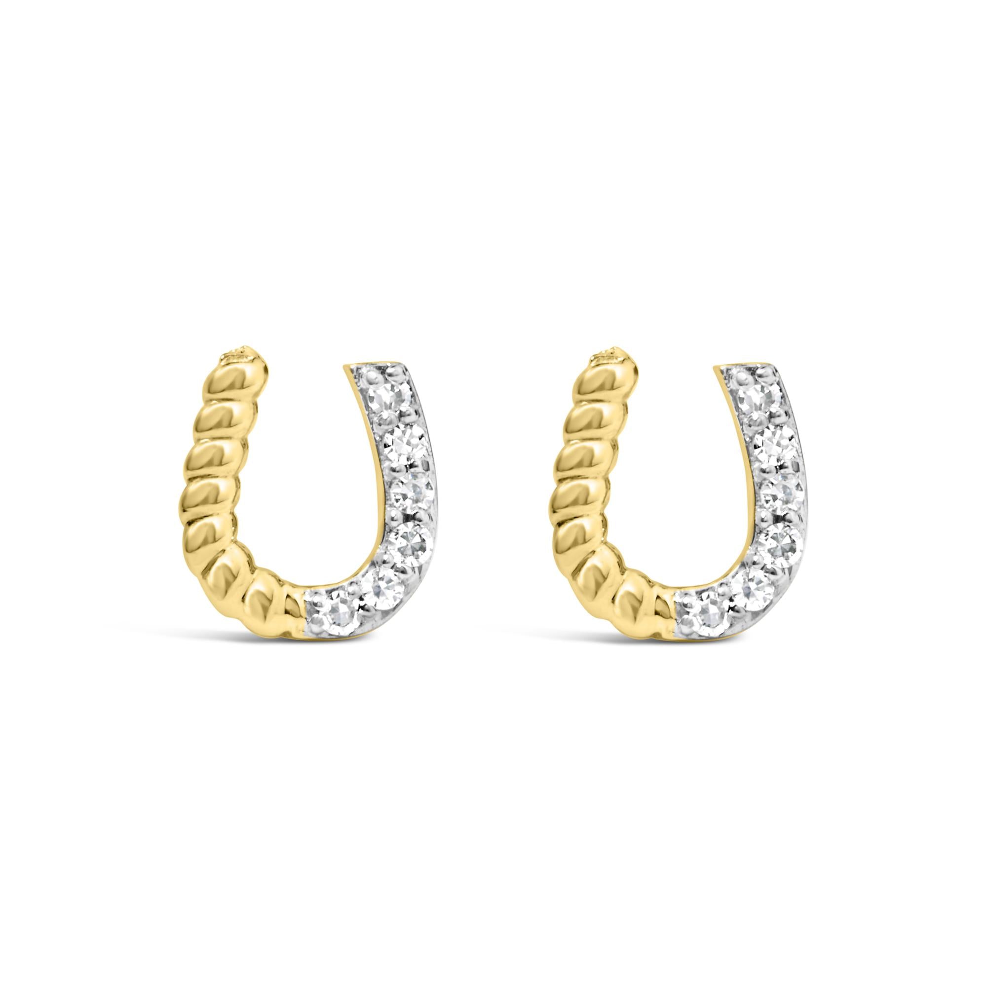 Aretes de herradura trenzada de oro amarillo de 10 quilates (1/10 quilates) (color HI, claridad SI1-SI2) - Friggin Jewelry