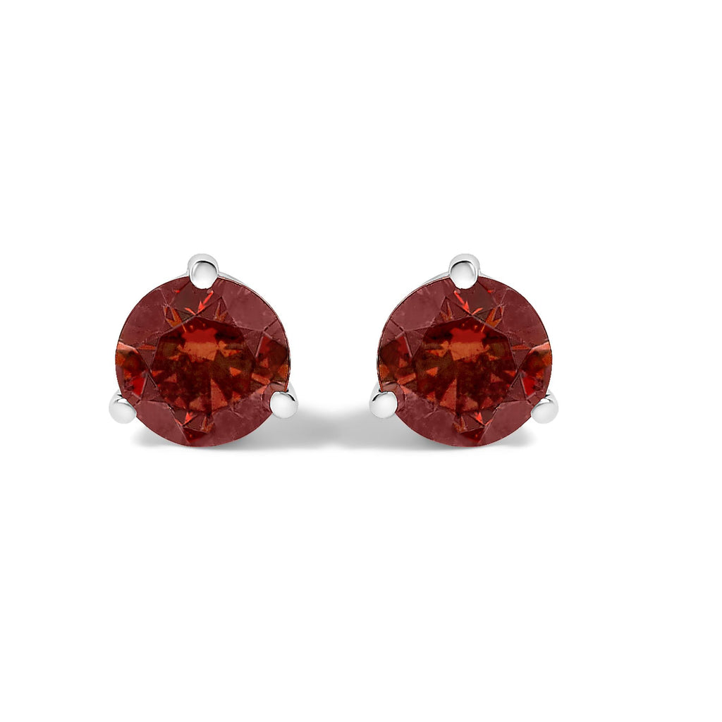 14K White Gold 1/2 Cttw Lab-Grown Round Brilliant-Cut Colored Diamond Classic 3-Prong Martini set Stud Earrings (VS1-VS2 Clarity) - Friggin Jewelry