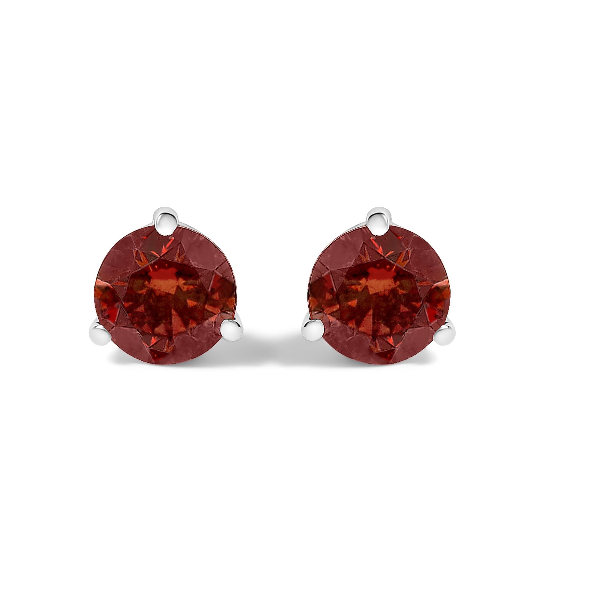 14K White Gold 1/2 Cttw Lab-Grown Round Brilliant-Cut Colored Diamond Classic 3-Prong Martini set Stud Earrings (VS1-VS2 Clarity) - Friggin Jewelry