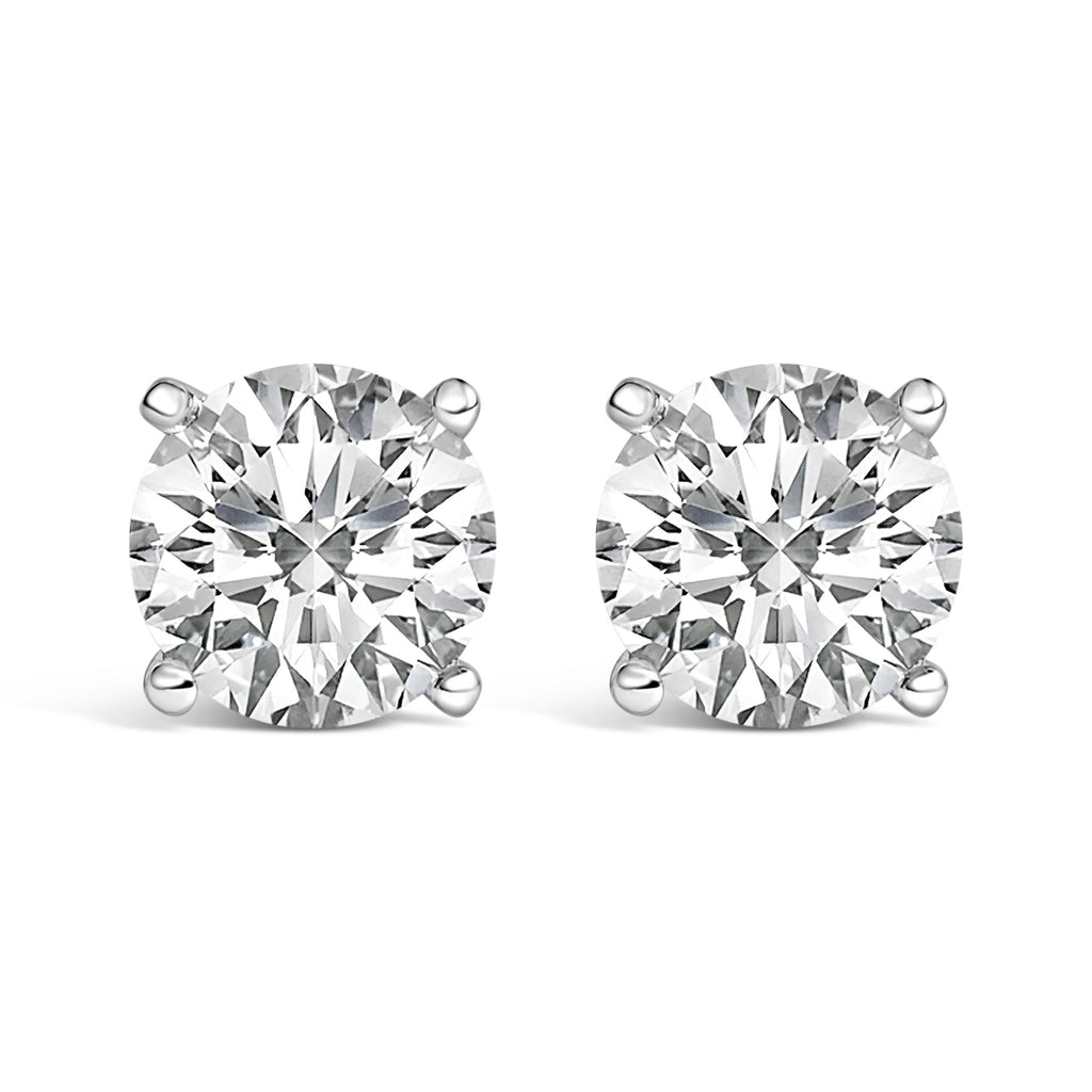 Aretes solitarios de diamantes cultivados en laboratorio de 2 1/2 quilates en oro blanco de 14 quilates - Friggin Jewelry