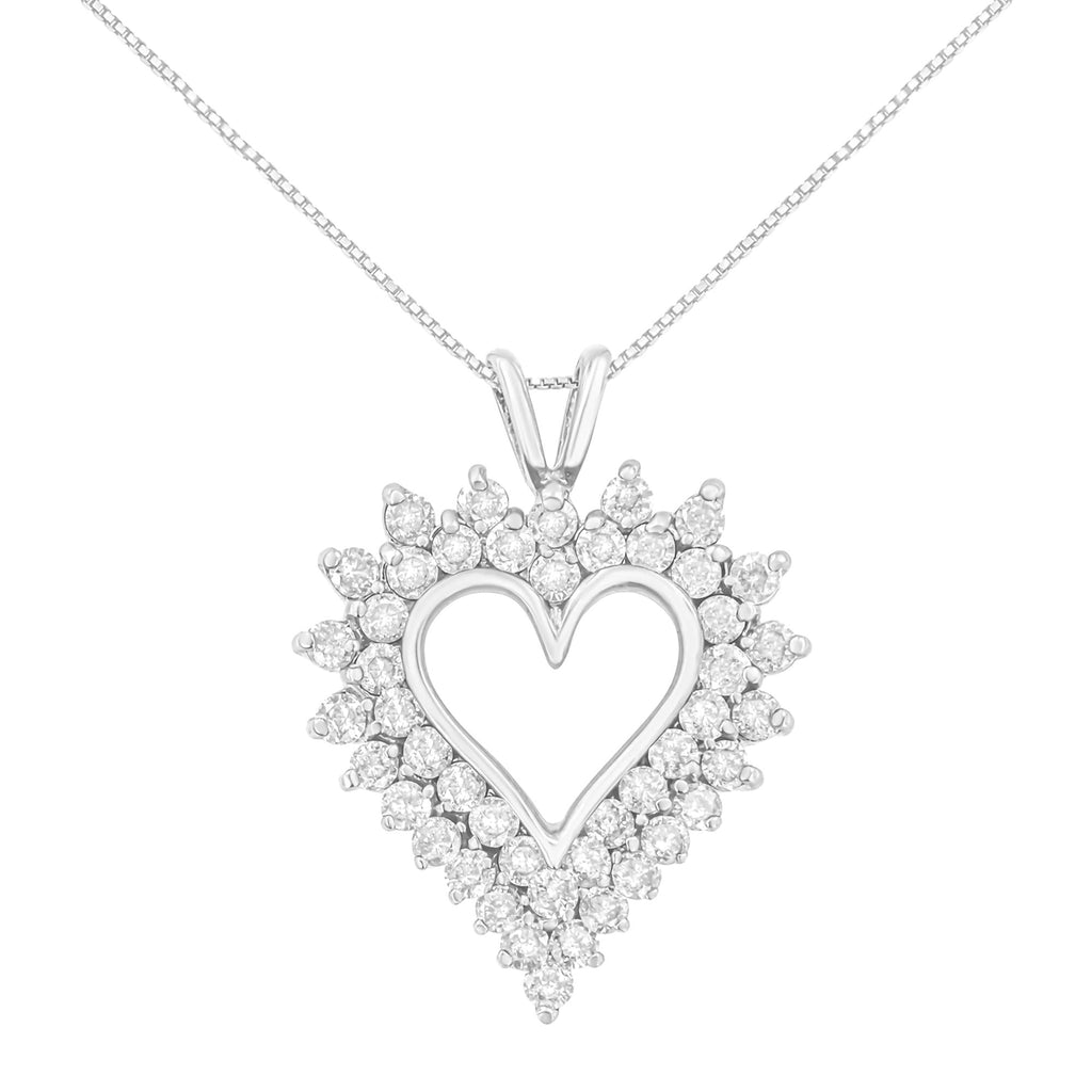 Collar con colgante de corazón de 45 cm en plata de ley 925 con 3,00 quilates de diamantes de talla redonda (color KL, claridad I1-I2) - Friggin Jewelry