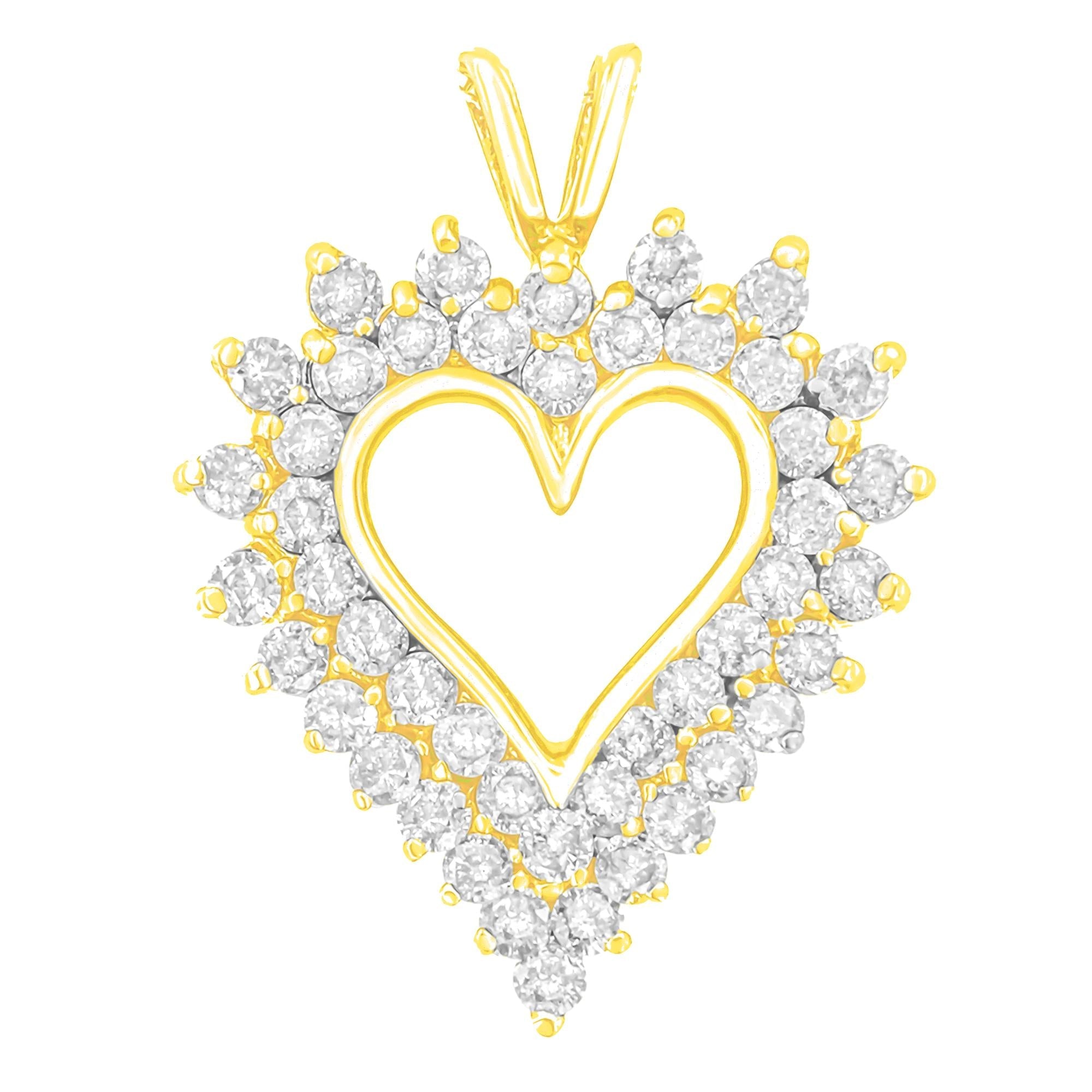 .925 Sterling Silver 3.00 Cttw Round Cut Diamond Cluster Heart 18" Pendant Necklace (K-L Color, I1-I2 Clarity) - Friggin Jewelry