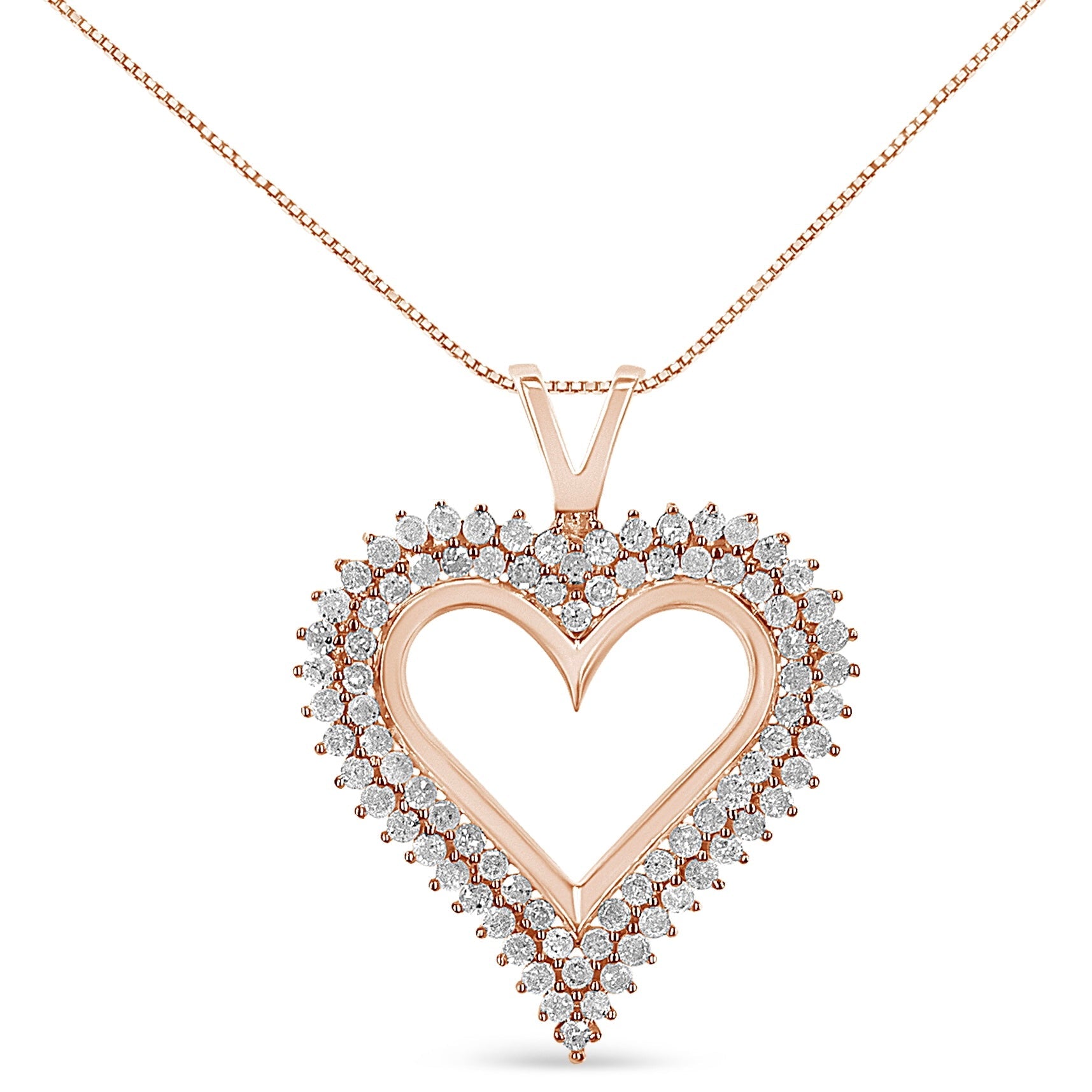 .925 Sterling Silver Diamond Heart 18" Pendant Necklace (I-J Color, I2-I3 Clarity) - Friggin Jewelry
