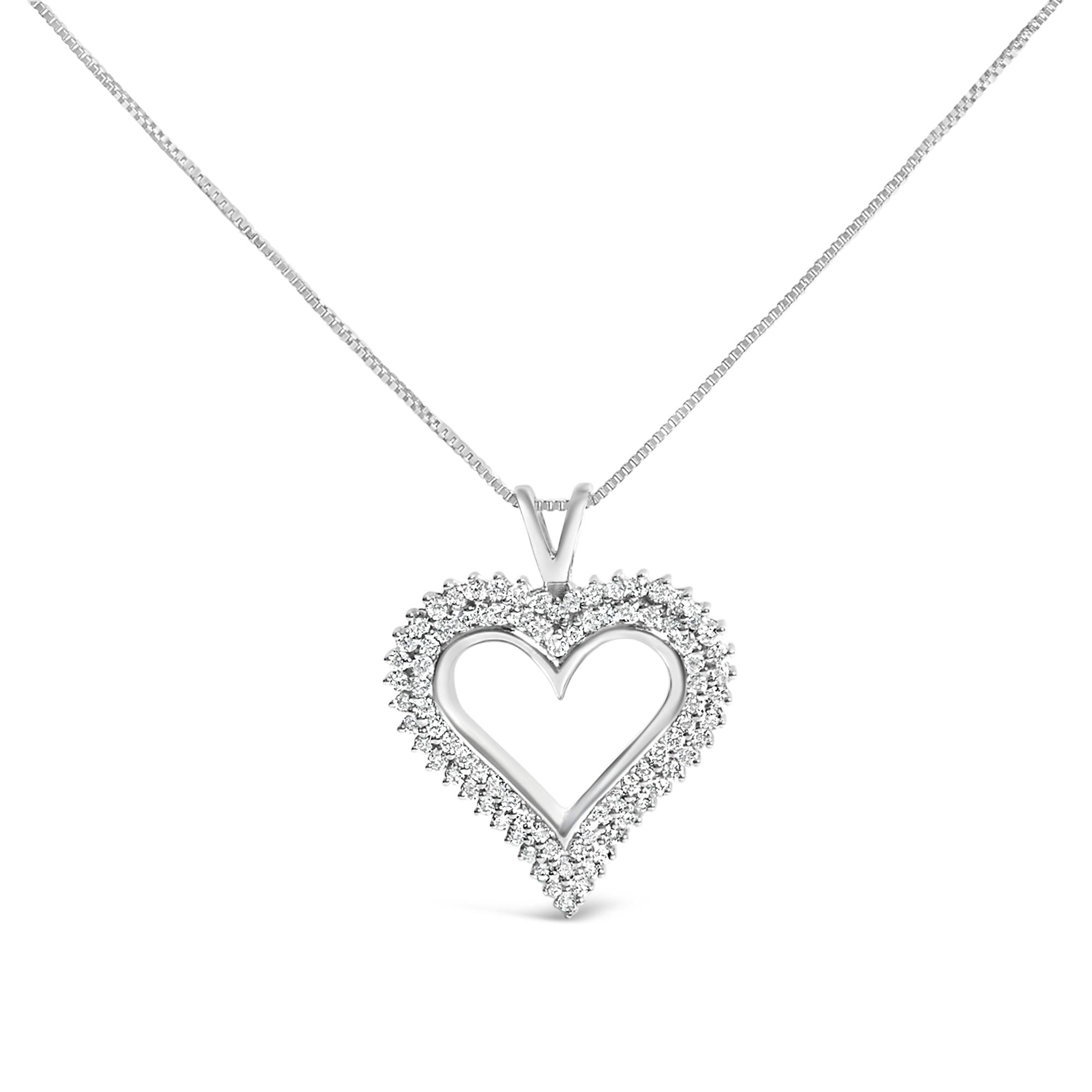 .925 Sterling Silver Diamond Heart 18" Pendant Necklace (I-J Color, I2-I3 Clarity) - Friggin Jewelry
