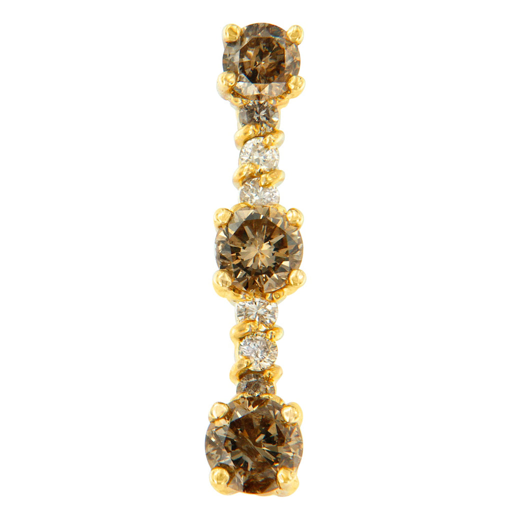 Collar con colgante de gota de diamantes blancos y champán de talla redonda de 1 ct en oro amarillo de 14 quilates (IJ, I1-I2) - Friggin Jewelry