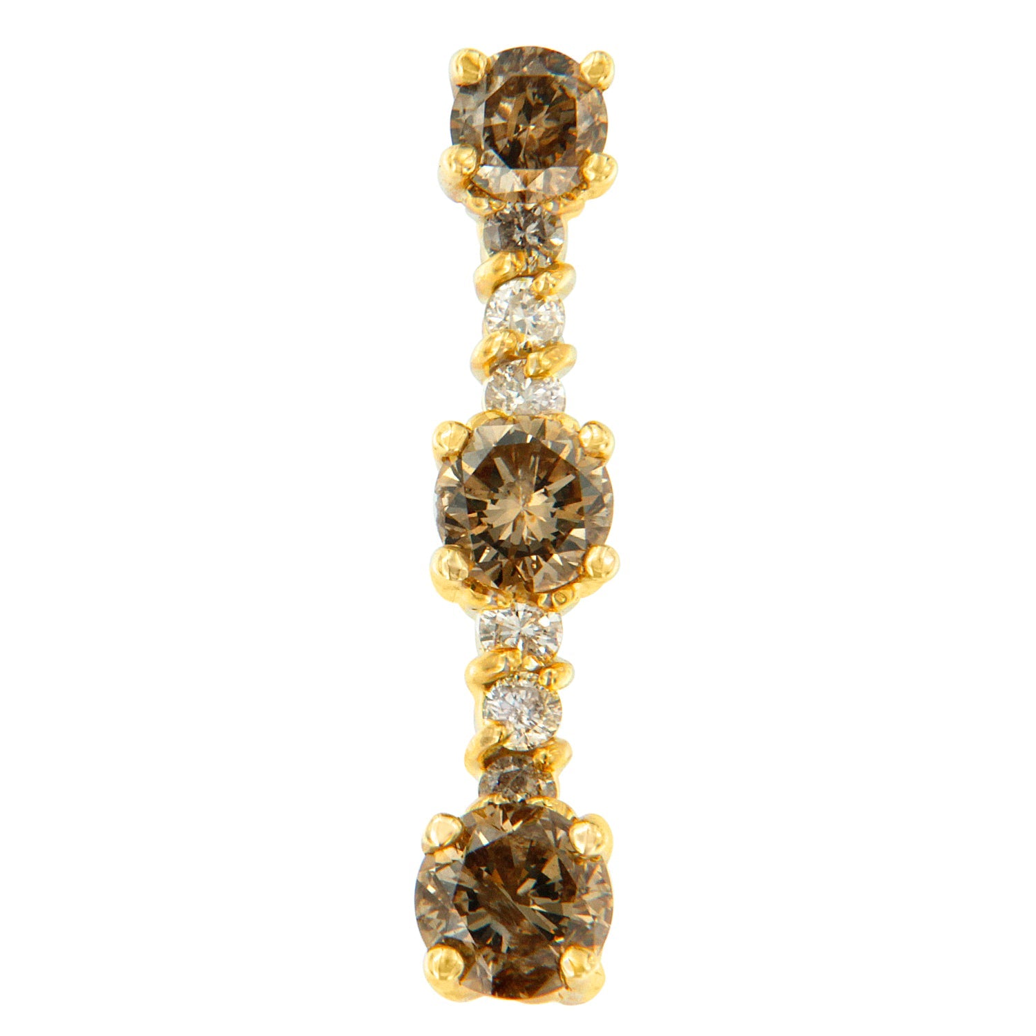 Collar con colgante de gota de diamantes blancos y champán de talla redonda de 1 ct en oro amarillo de 14 quilates (IJ, I1-I2) - Friggin Jewelry