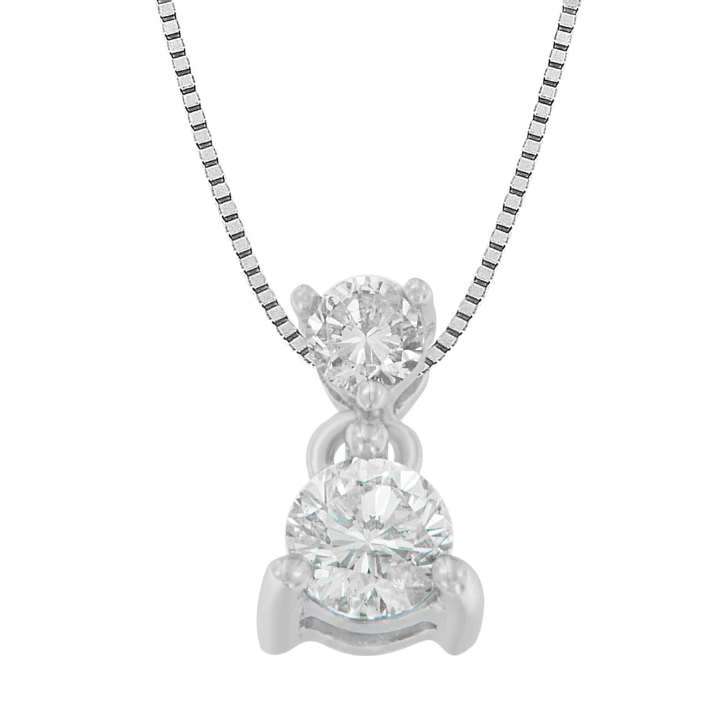 Collar con colgante de diamantes de talla redonda de 1/2 ct en oro blanco de 14 quilates (IJ, I1-I2) - Friggin Jewelry