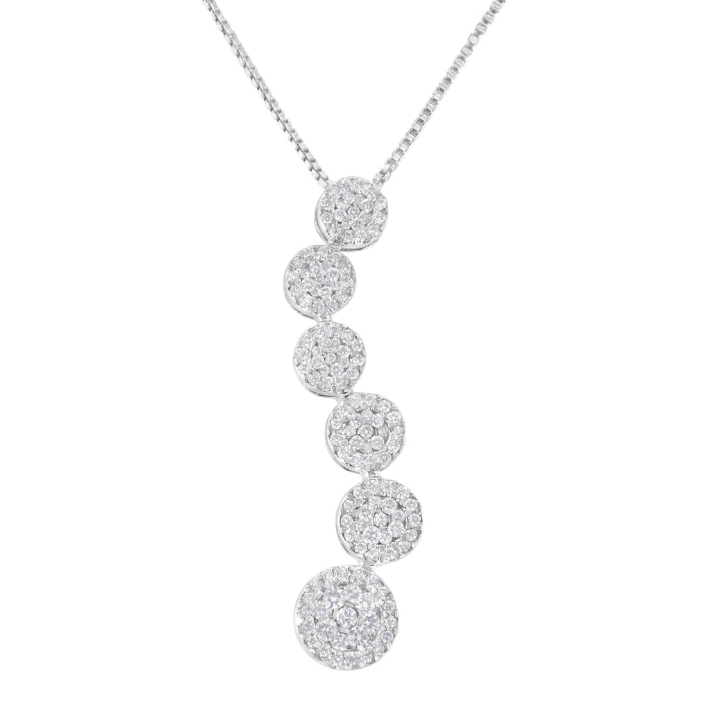 Collana con ciondolo a grappolo di diamanti da 1 carato in oro bianco 14 carati (HI, I1-I2) - Friggin Jewelry