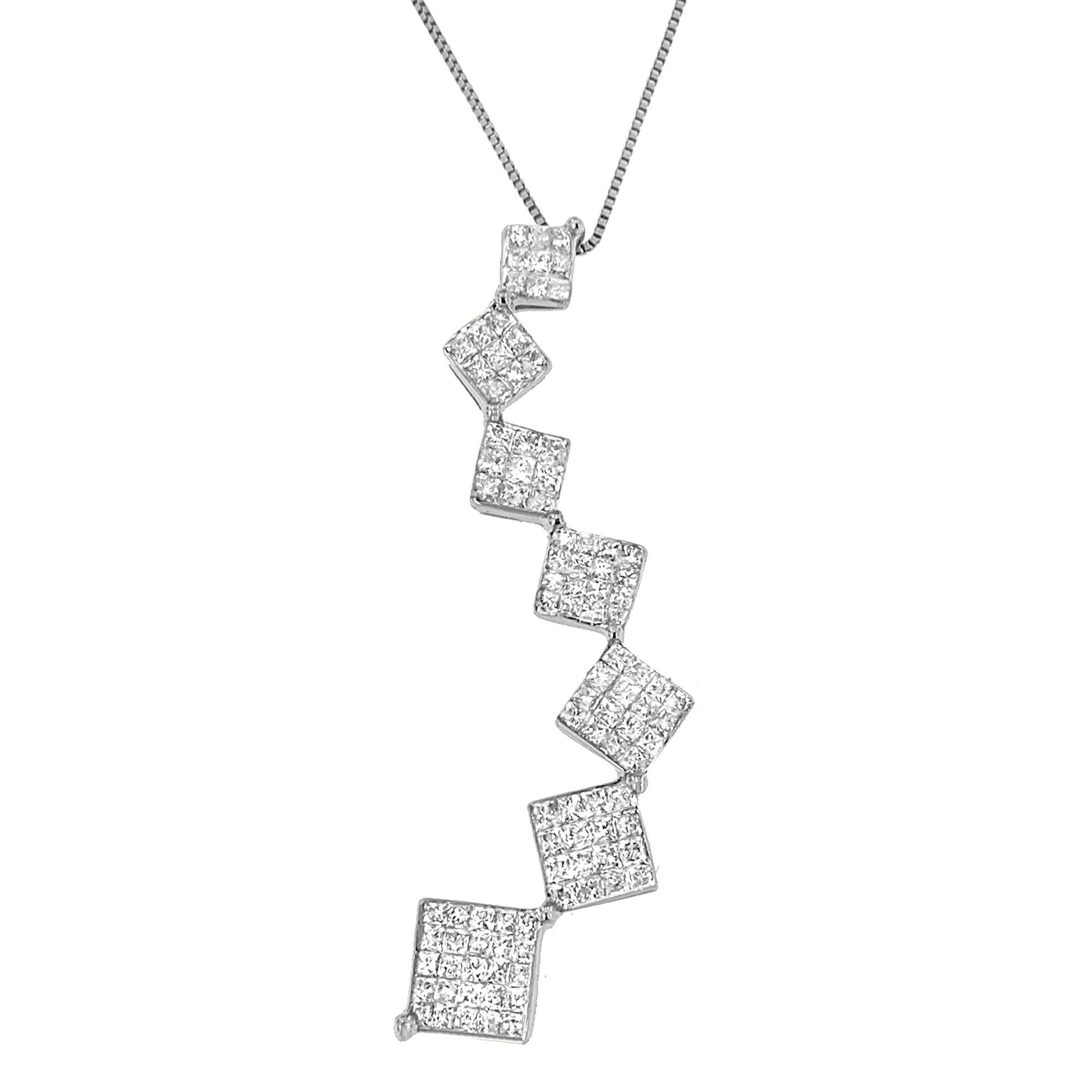 Collar con colgante curvo de serpiente de diamantes de 1 ct en oro blanco de 10 quilates (HI, I1-I2) - Friggin Jewelry