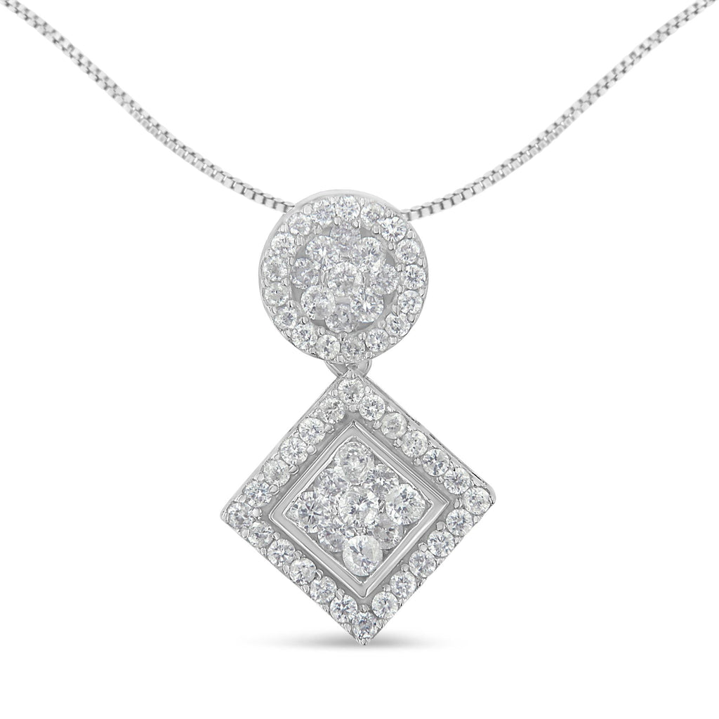 Collana con ciondolo in oro bianco 14 carati con diamanti da 1 carato (HI, I1-I2) - Friggin Jewelry