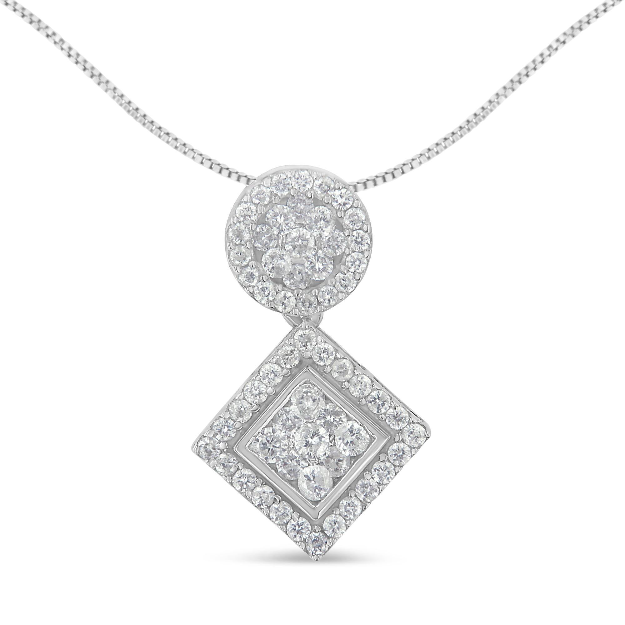 14K White Gold 1 cttw Diamond Pendant Necklace (H-I, I1-I2) - Friggin Jewelry Premium