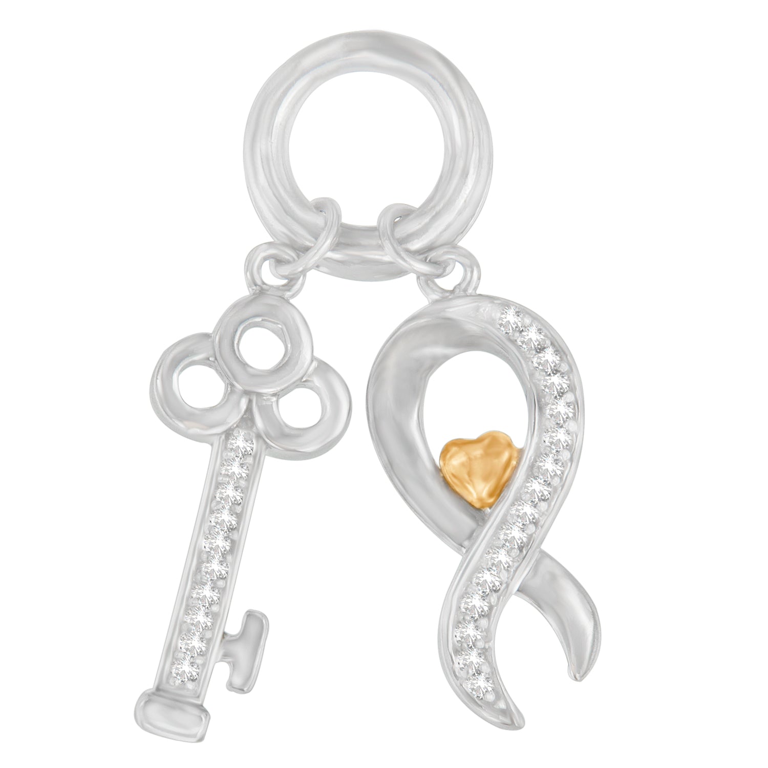 Collana con ciondolo a forma di chiave in argento sterling 925 bicolore da 1/6 ct con diamanti (HI, I1-I2) - Friggin Jewelry