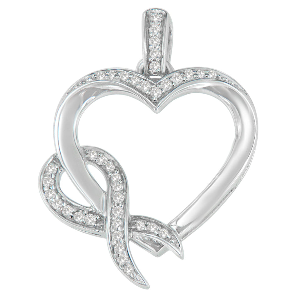 Collar con colgante de corazón de diamantes de 1/6 cttw en plata de ley 925 (HI, I1-I2) - Friggin Jewelry