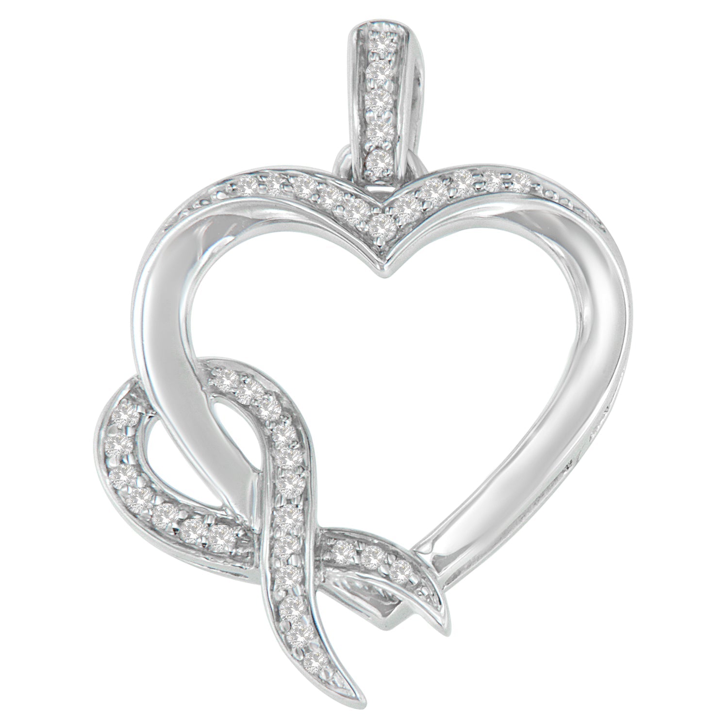 .925 Sterling Silver 1/6 cttw Diamond Heart Pendant Necklace (H-I, I1-I2) - Friggin Jewelry