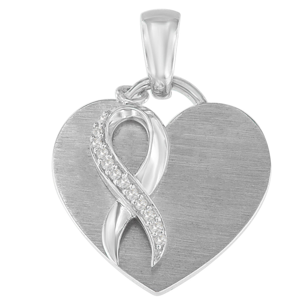 .925 Sterling Silver 1/10 cttw Diamond Heart Pendant Necklace (H-I, I1-I2) - Friggin Jewelry