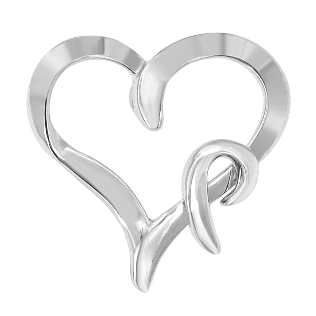 .925 Sterling Silver Heart Shaped Pendant Necklace - Friggin Jewelry