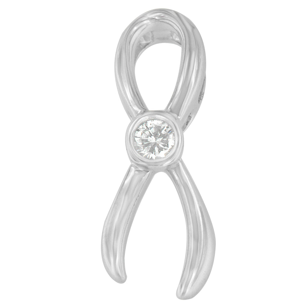 .925 Sterling Silver 1/10 cttw Diamond Ribbon Pendant Necklace (H-I, I1-I2) - Friggin Jewelry