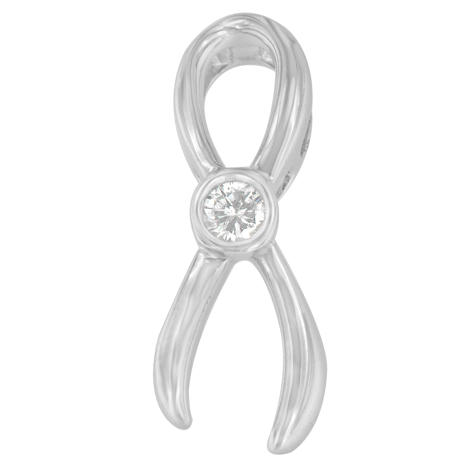 .925 Sterling Silver 1/10 cttw Diamond Ribbon Pendant Necklace (H-I, I1-I2) - Friggin Jewelry