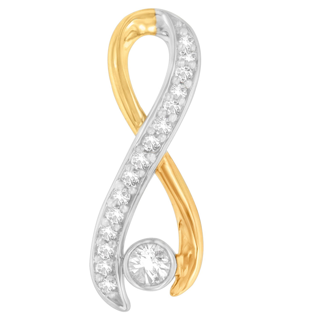Collana con ciondolo a nastro radiante in oro bicolore 10K con diamanti da 1/5 cttw (HI, I1-I2) - Friggin Jewelry