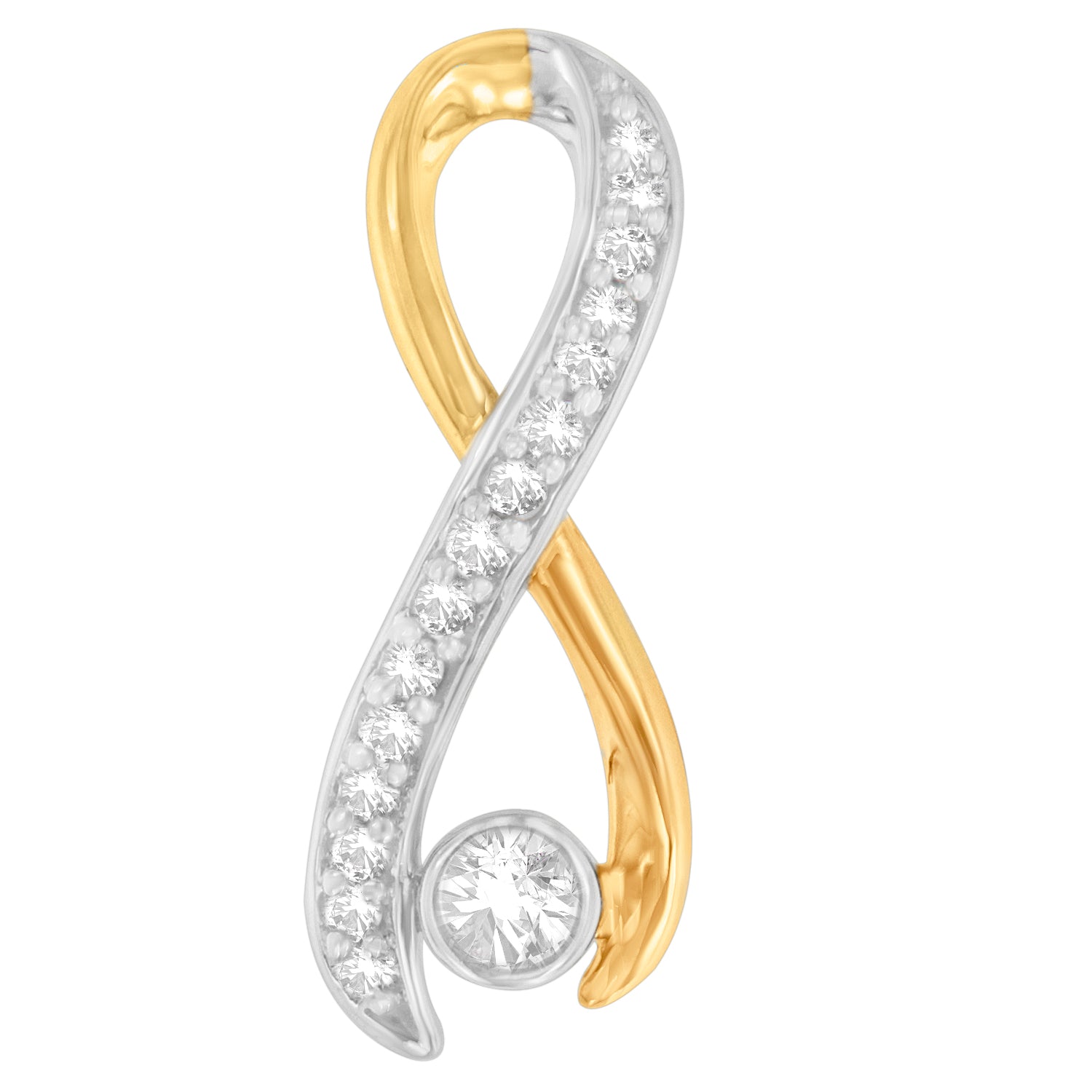 Collana con ciondolo a nastro radiante in oro bicolore 10K con diamanti da 1/5 cttw (HI, I1-I2) - Friggin Jewelry