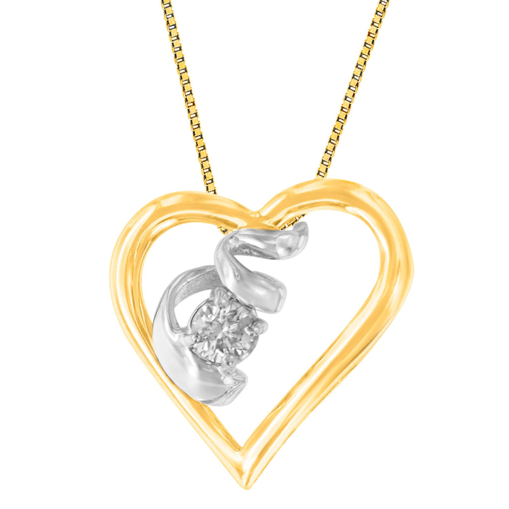Collar Espira con colgante de diamantes de 1/10 ct en oro bicolor de 10 quilates (IJ, I2-I3) - Friggin Jewelry