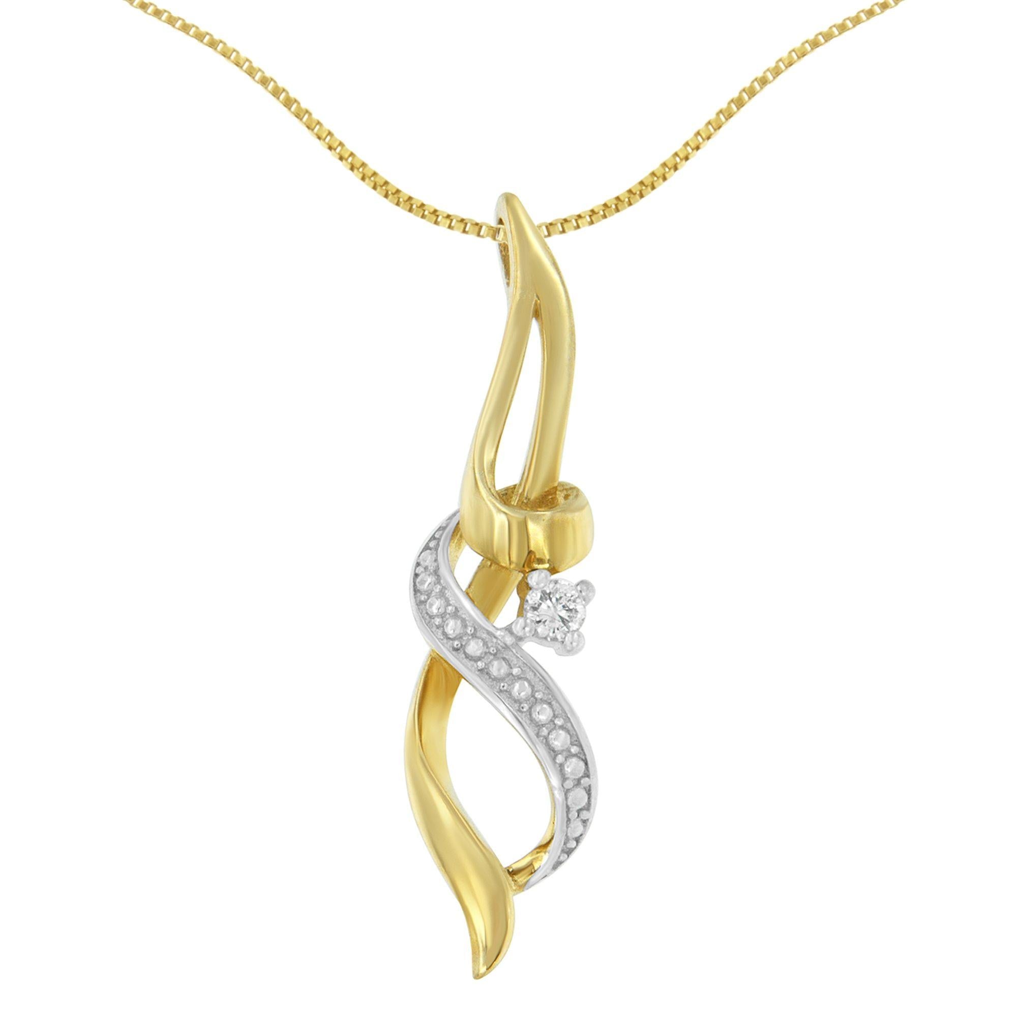 Collar Espira con colgante en espiral de oro amarillo de 10 quilates y 1/20 ct de diamantes de talla redonda (HI, I1-I2) - Friggin Jewelry