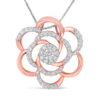 Collar con colgante de flor chapado en oro rosa de 10 quilates y diamante redondo de 1/2 ct (HI, I1-I2) - Friggin Jewelry