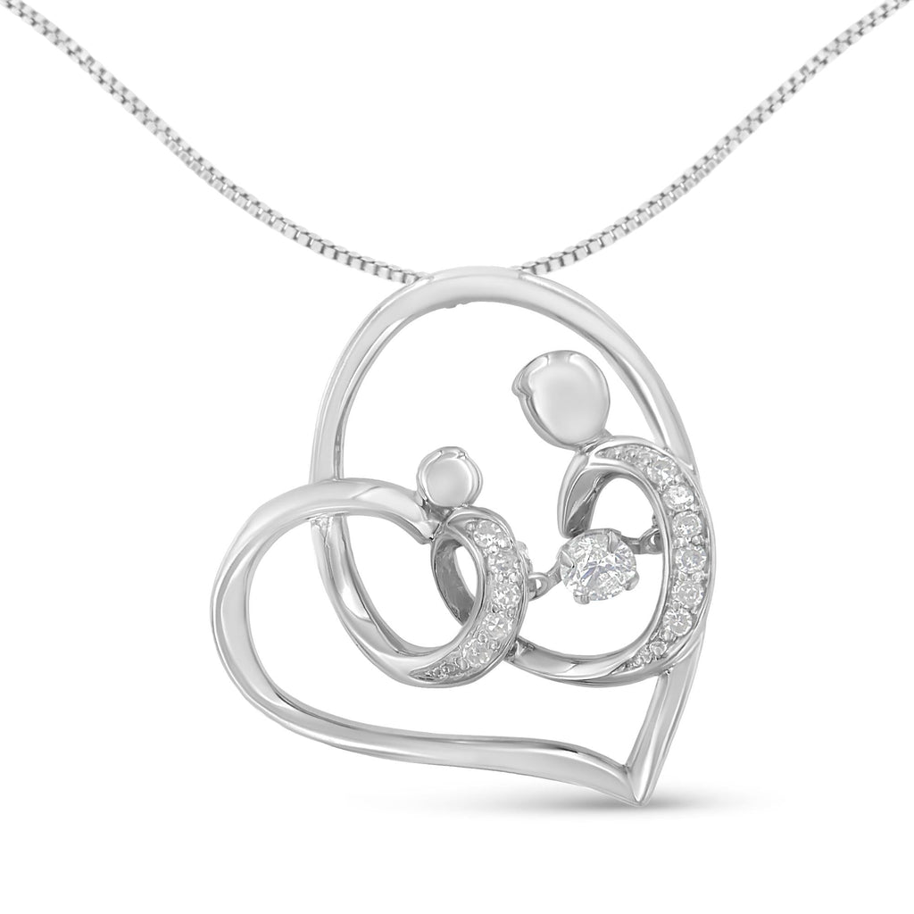 .925 Sterling Silver 1/6 cttw Diamond Heart Pendant Necklace (H-I, I1-I2) - Friggin Jewelry