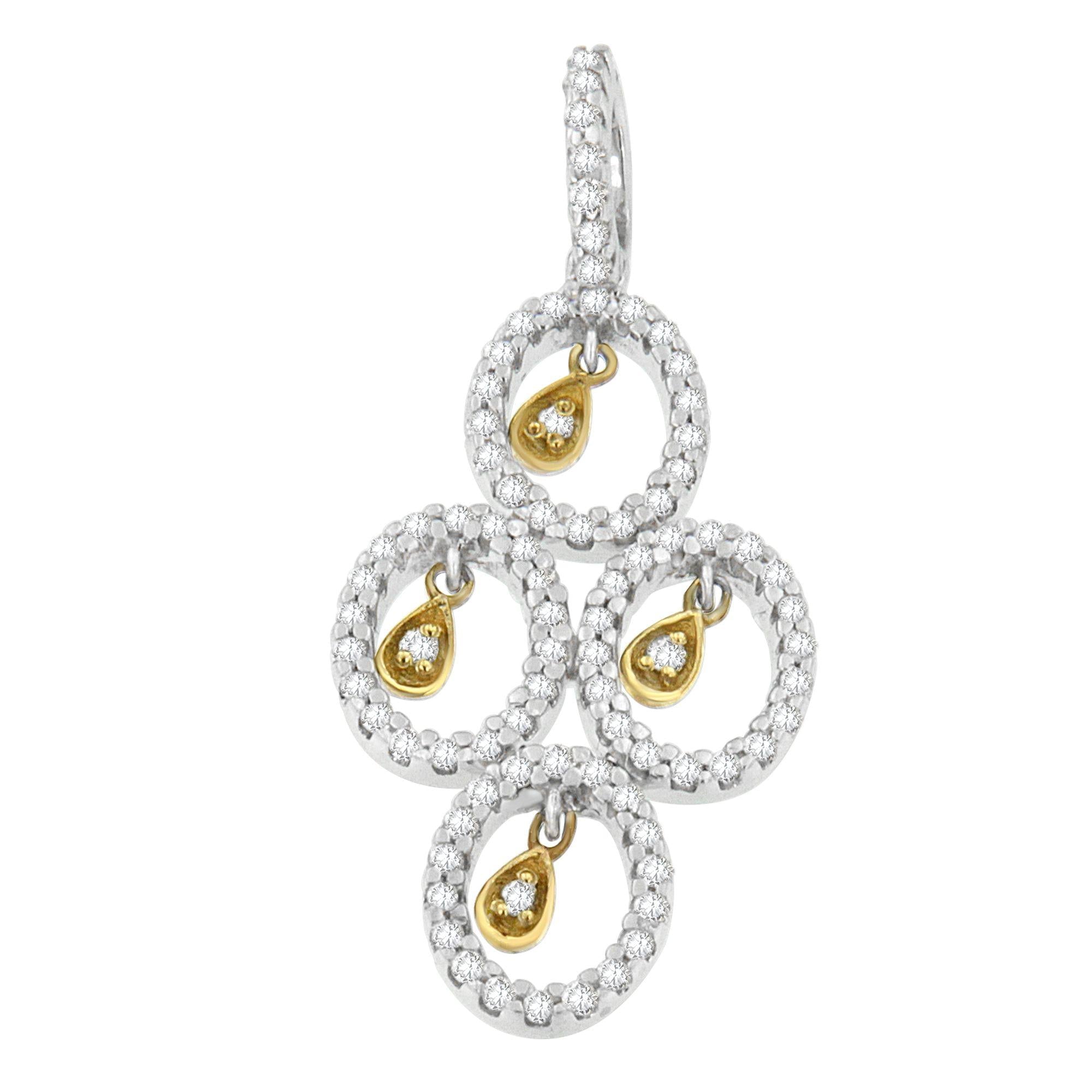 Collar con colgante de diamantes redondos de 2/5 cttw en oro bicolor de 14 quilates (HI, I1-I2) - Friggin Jewelry