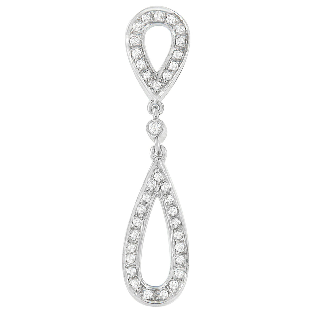 Collar con colgante de doble lágrima de diamantes de talla redonda de 1/4 ct en oro blanco de 14 quilates (HI, I2-I3) - Friggin Jewelry
