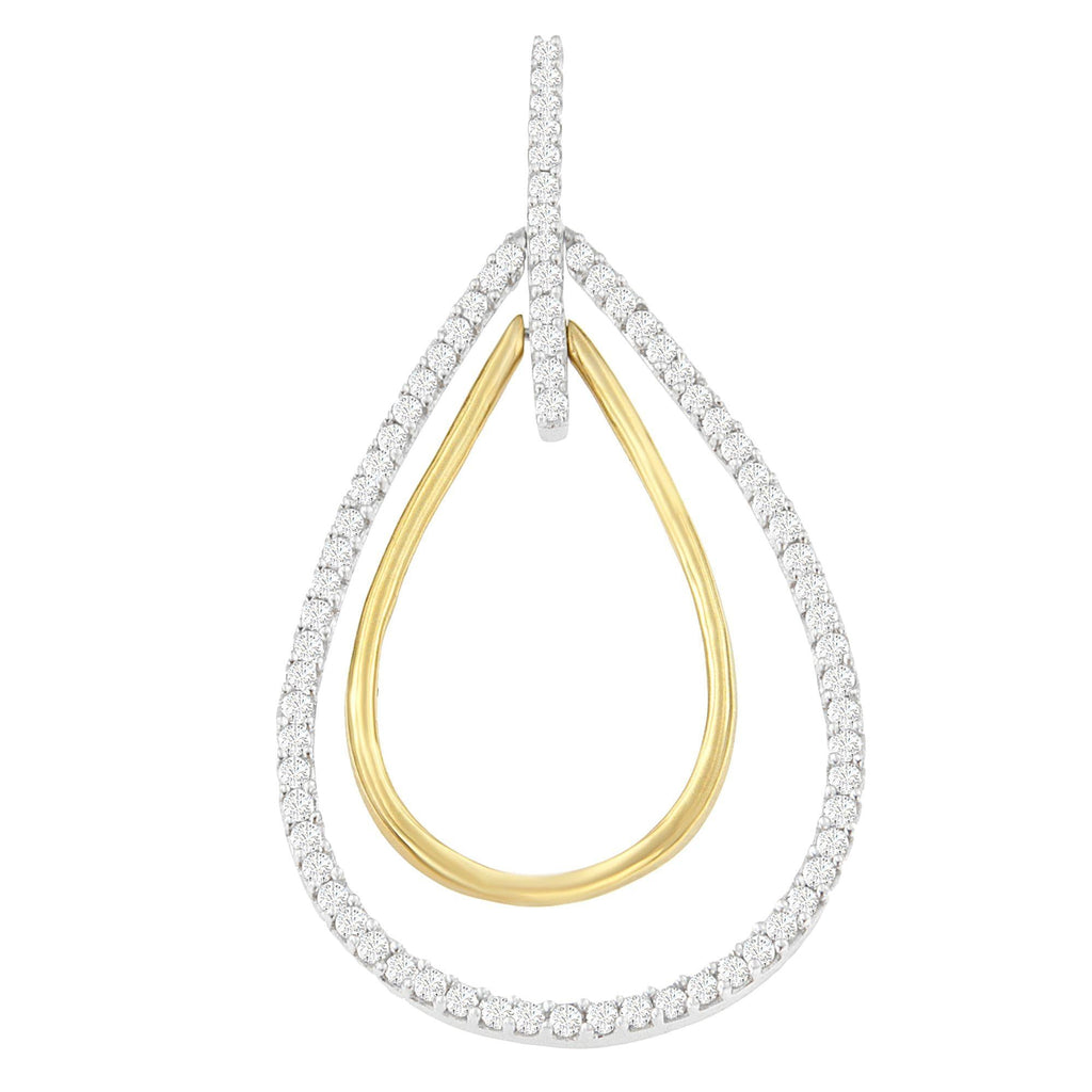 Collana con pendente a doppia esplosione di diamanti taglio rotondo in oro bicolore 14K (1,00 cttw, colore HI, purezza SI2-I1) - Friggin Jewelry