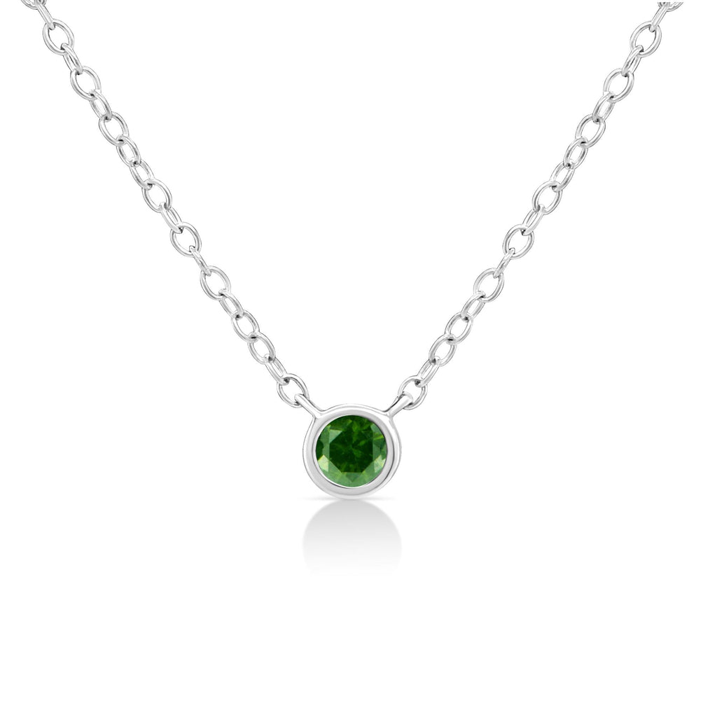Collar con colgante ajustable solitario de 40,6 a 45,7 cm en plata de ley 925 con diamantes de colores de 1/10 ct y engaste en bisel (color realzado, claridad I1-I2) - Friggin Jewelry