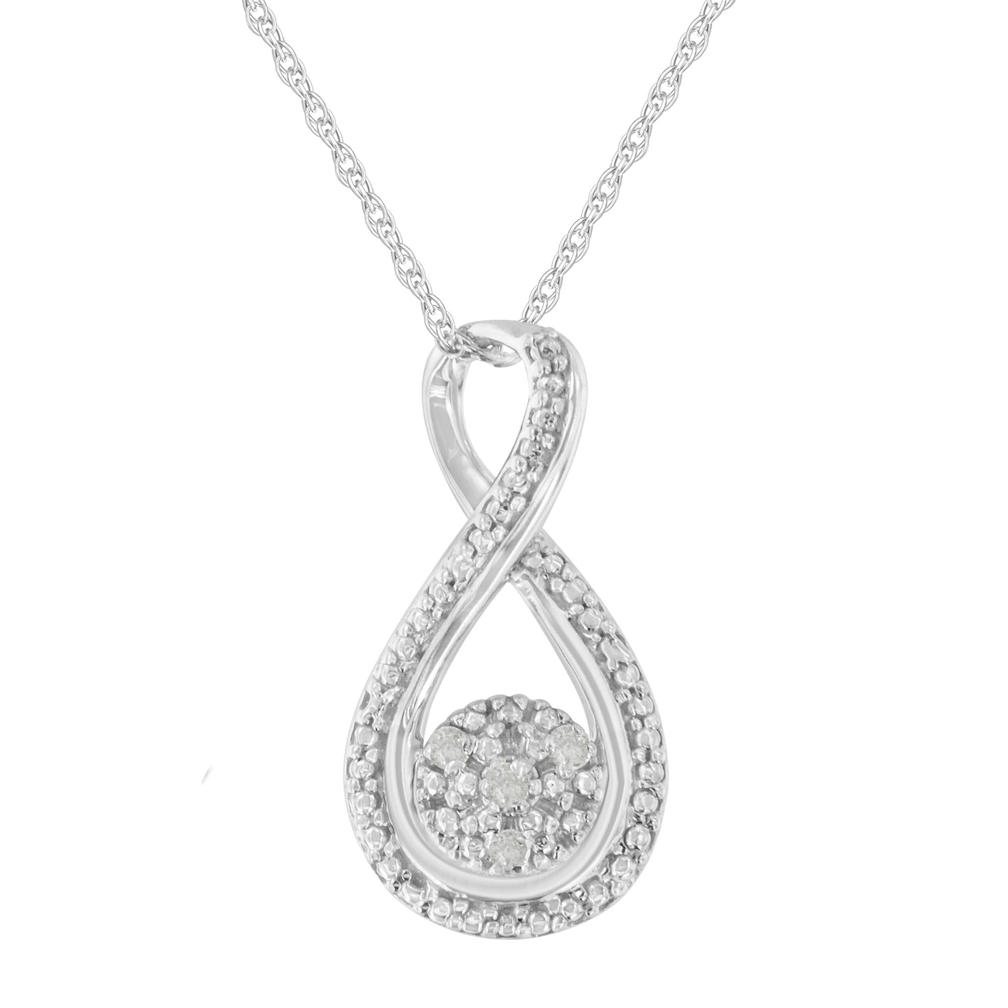 .925 Sterling Silver Diamond Accent Infinity 18" Pendant Necklace (I-J color, I2-I3 clarity) - Friggin Jewelry