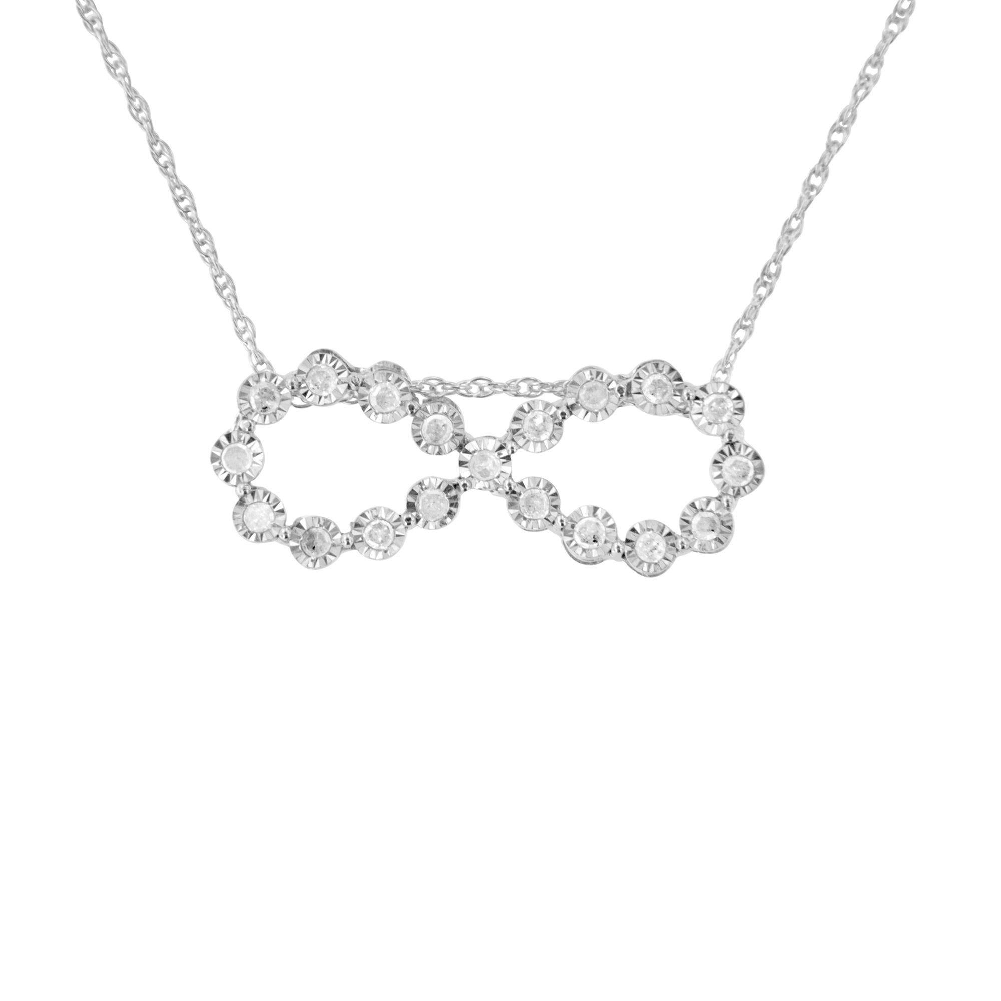 .925 Sterling Silver 1/4 cttw Diamond Infinity Pendant Necklace (I-J, I2-I3) - Friggin Jewelry