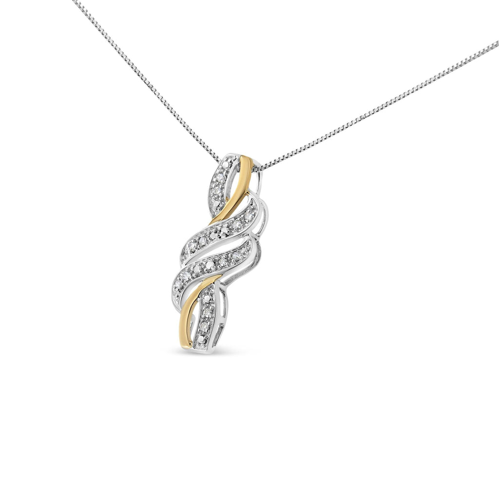 Collana con ciondolo a spirale in argento sterling 925 placcato oro giallo 10K con diamanti taglio rotondo da 1/20 cttw (colore HI, purezza I2-I3) - Friggin Jewelry