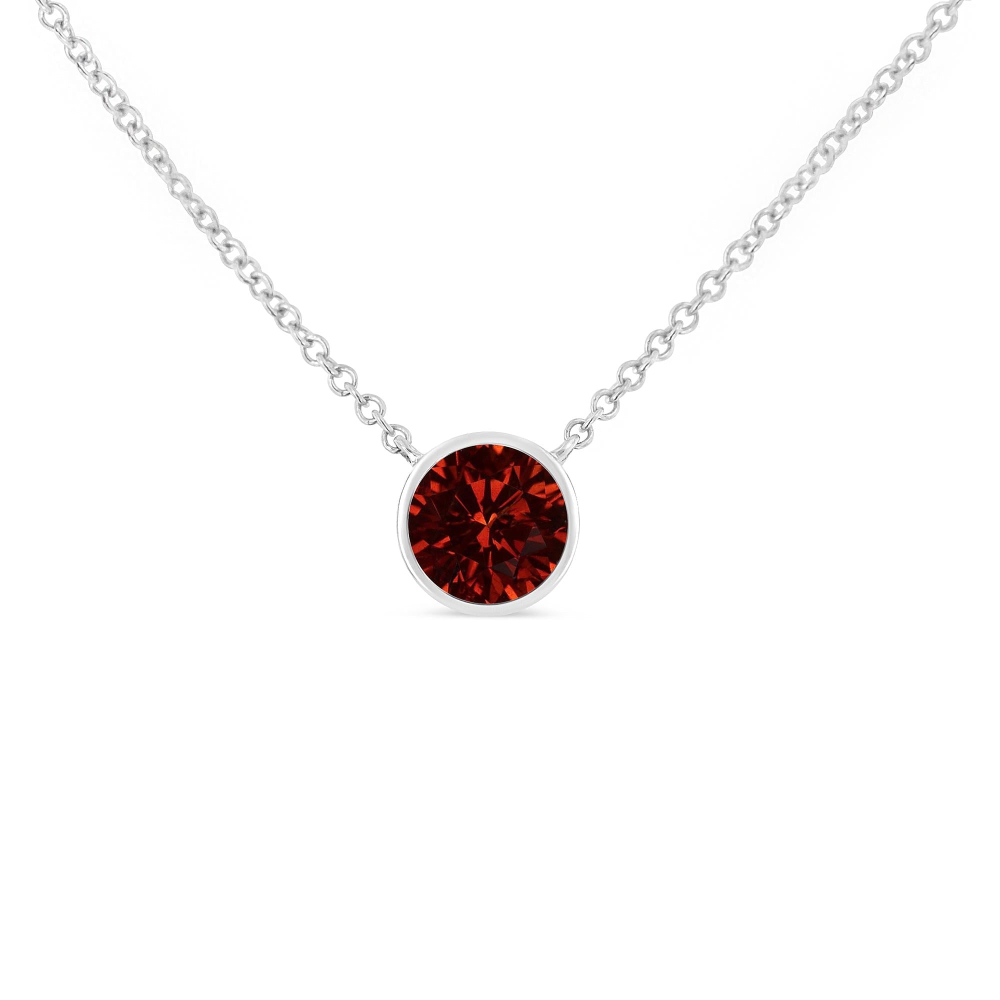 Collar con colgante solitario de 45 cm con gema creada de 3,5 mm y bisel de plata de ley 925 - Friggin Jewelry