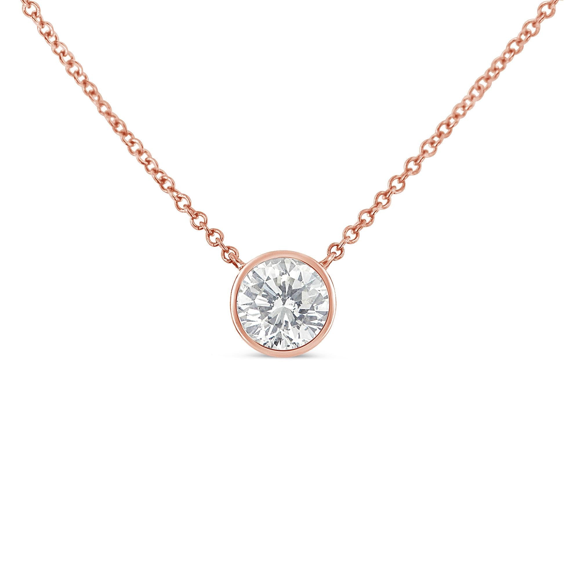 Sterling Silver Bezel-Set Diamond Solitaire Pendant Necklace (1/3 cttw, H-I Color, I1-I2 Clarity) - Friggin Jewelry