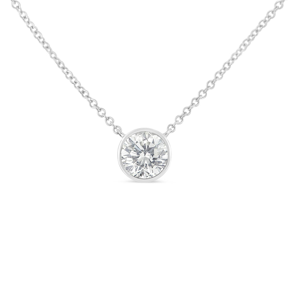 Sterling Silver Bezel-Set Diamond Solitaire Pendant Necklace (1/3 cttw, H-I Color, I1-I2 Clarity) - Friggin Jewelry