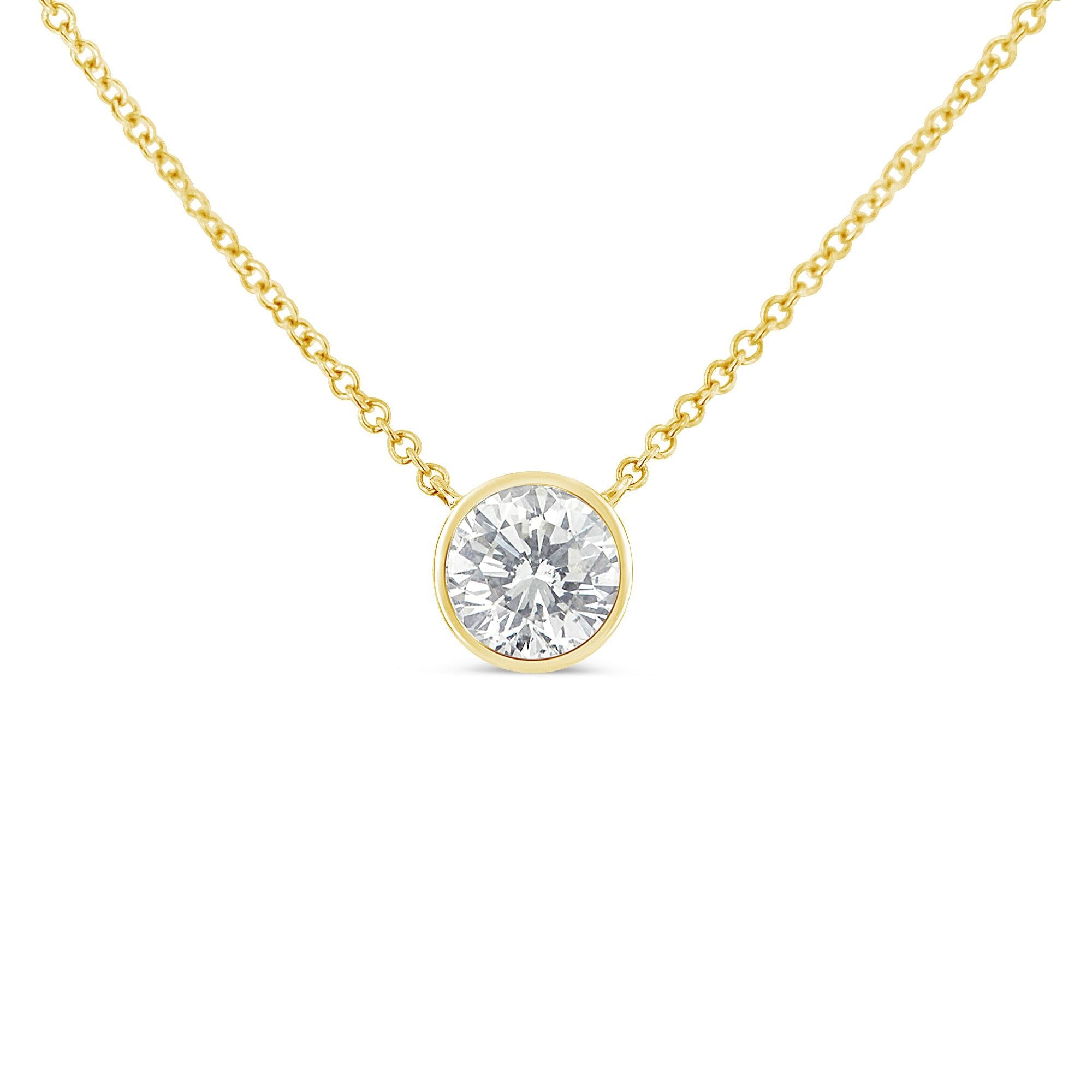 Sterling Silver Bezel-Set Diamond Solitaire Pendant Necklace (1/3 cttw, H-I Color, I1-I2 Clarity) - Friggin Jewelry