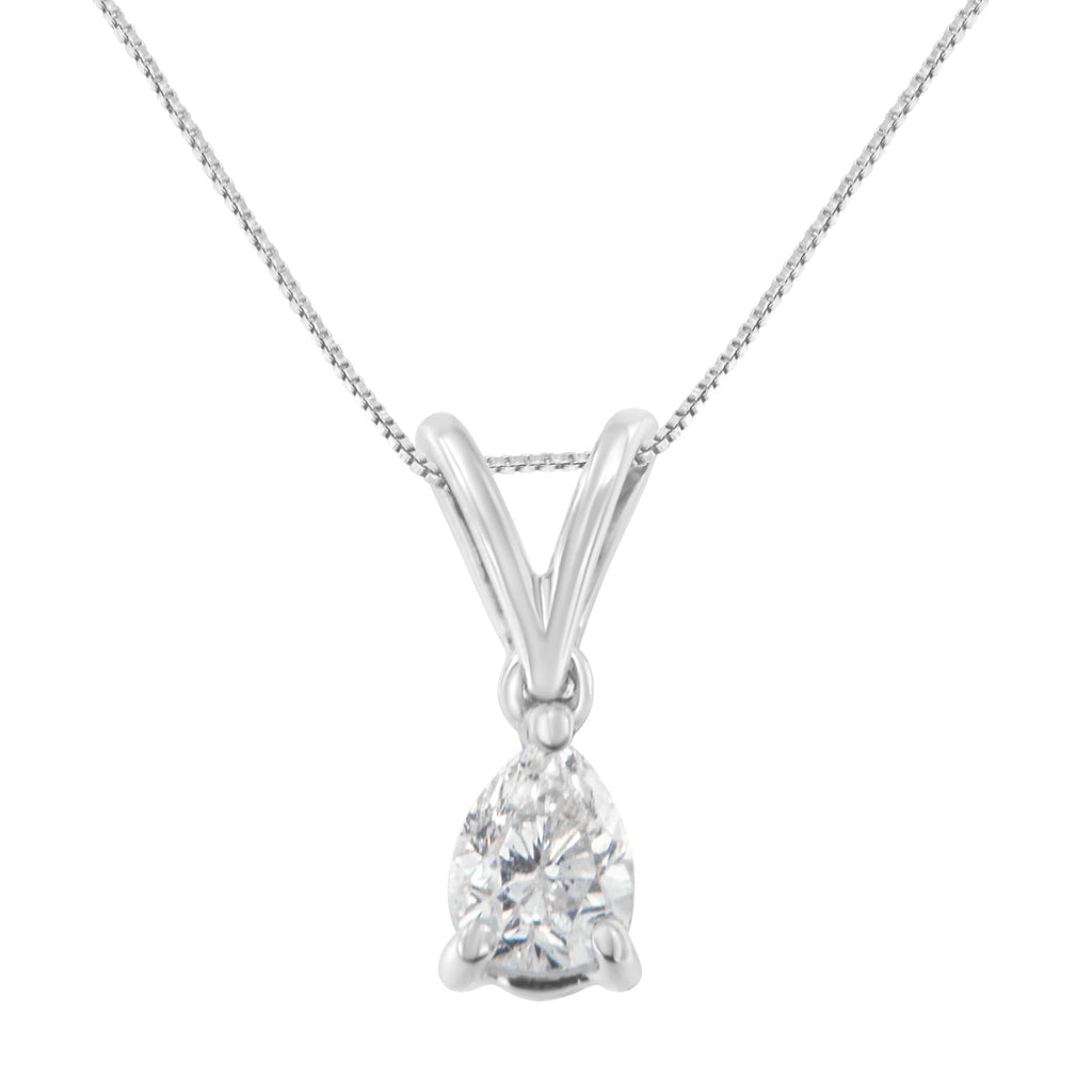 Collar con colgante de pera de diamantes de 1/5 ct en oro blanco de 10 quilates (HI, SI1-SI2) - Friggin Jewelry