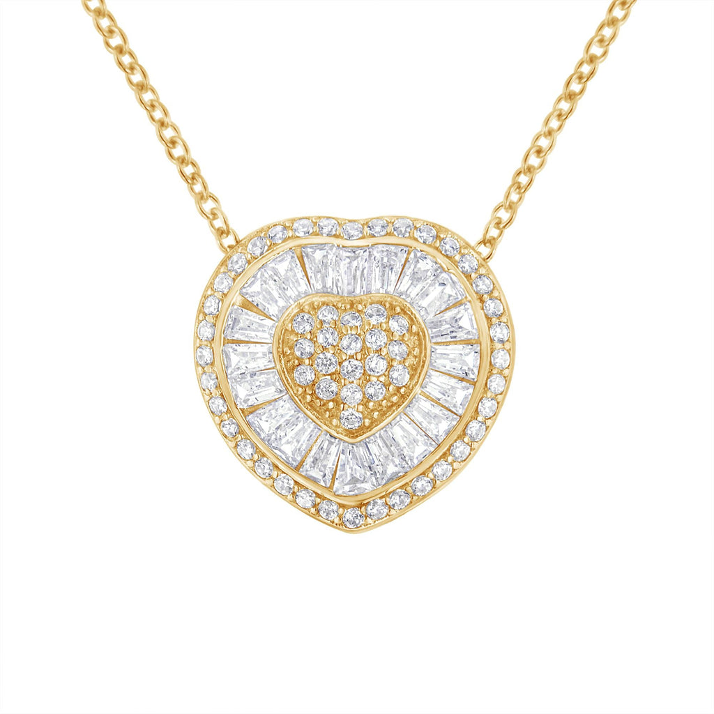 10KT Yellow Gold Diamond Heart Pendant Necklace (1/2 cttw, H-I Color, I1-I2 Clarity) - Friggin Jewelry