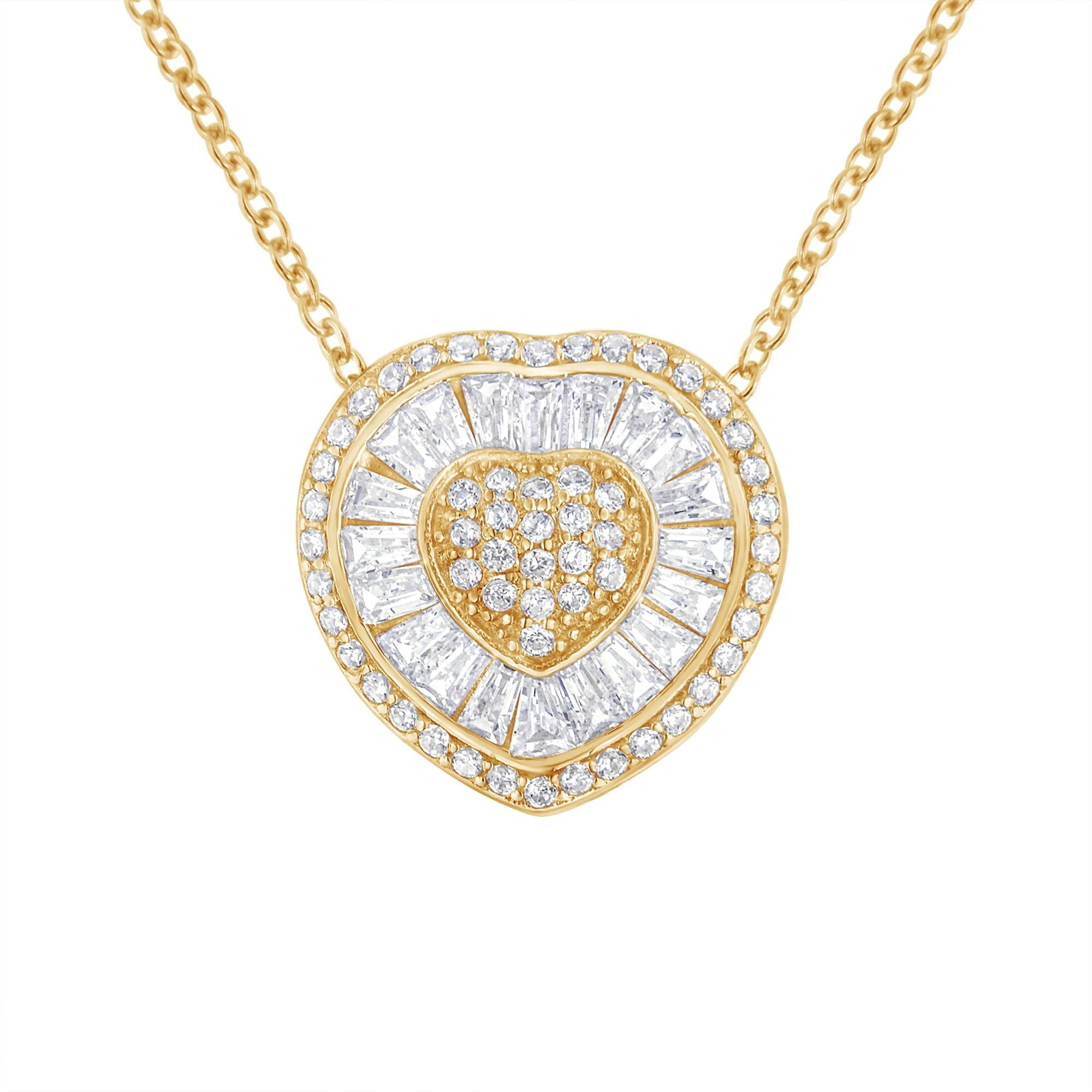 10KT Yellow Gold Diamond Heart Pendant Necklace (1/2 cttw, H-I Color, I1-I2 Clarity) - Friggin Jewelry