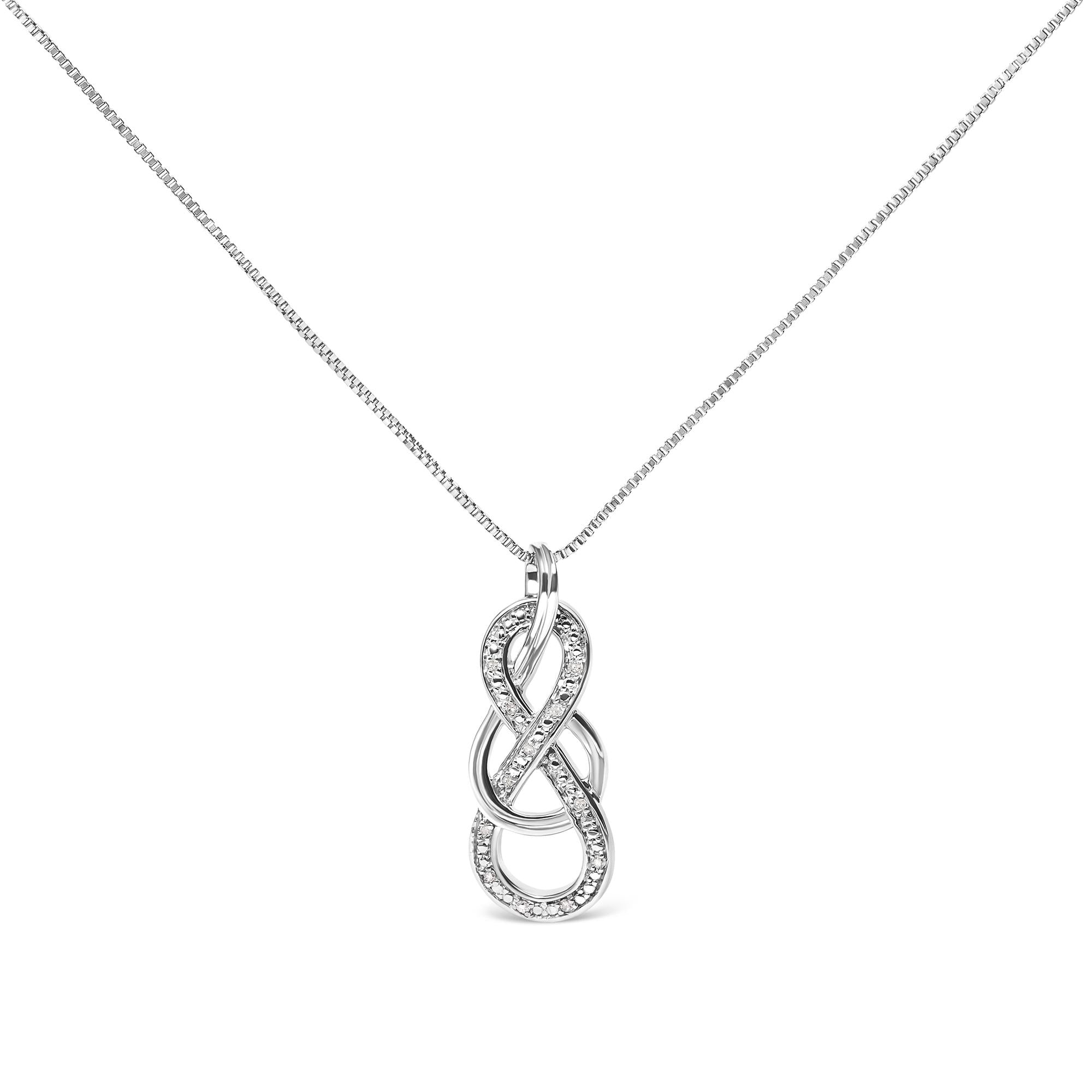 Collar con colgante de infinito entrelazado con detalles de diamantes en plata de ley 925 (color HI, claridad I2-I3) - 45,7 cm - Friggin Jewelry