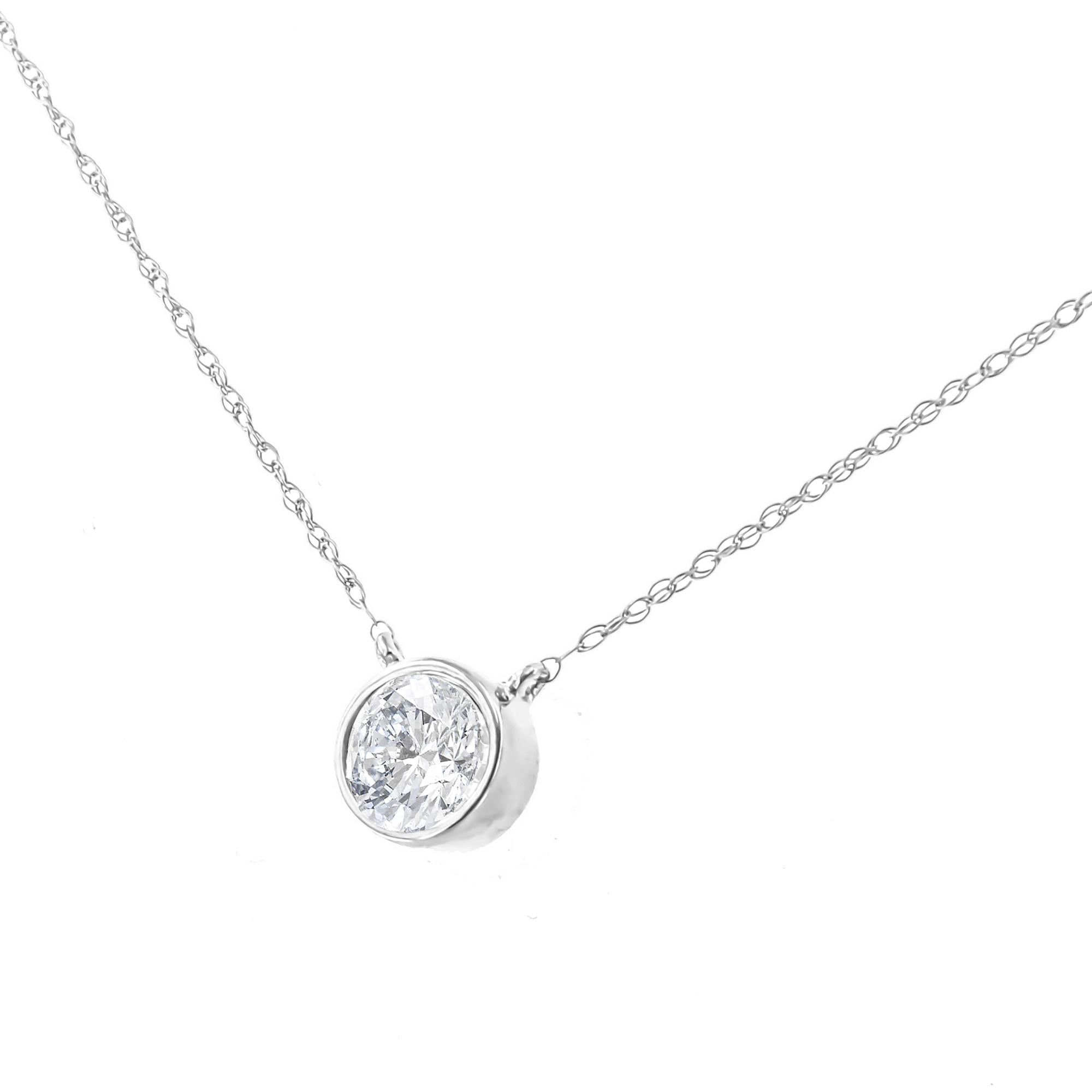 Collar con colgante de 45 cm en plata de ley 925 con bisel de diamantes de talla redonda (color JK, claridad I1-I2) - Friggin Jewelry