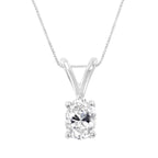 Collar con colgante ovalado de diamantes en oro blanco de 10 kt con certificación IGI (1/5 ct, color HI, I1) - Friggin Jewelry